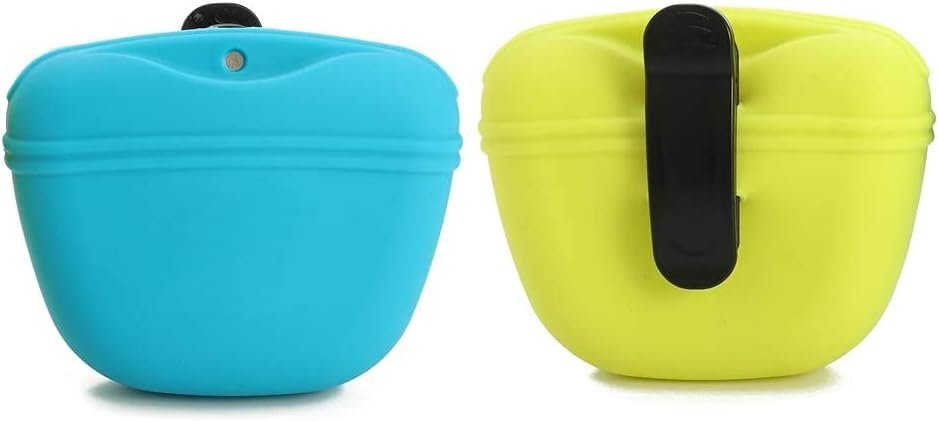 RoyalCare Silicone Dog Treat Pouch-Small Training Bag-Portable Dog Treat Bag for Leash with Magnetic Closure and Waist Clip airtight sealed – 2pieces [US Design Patent]
