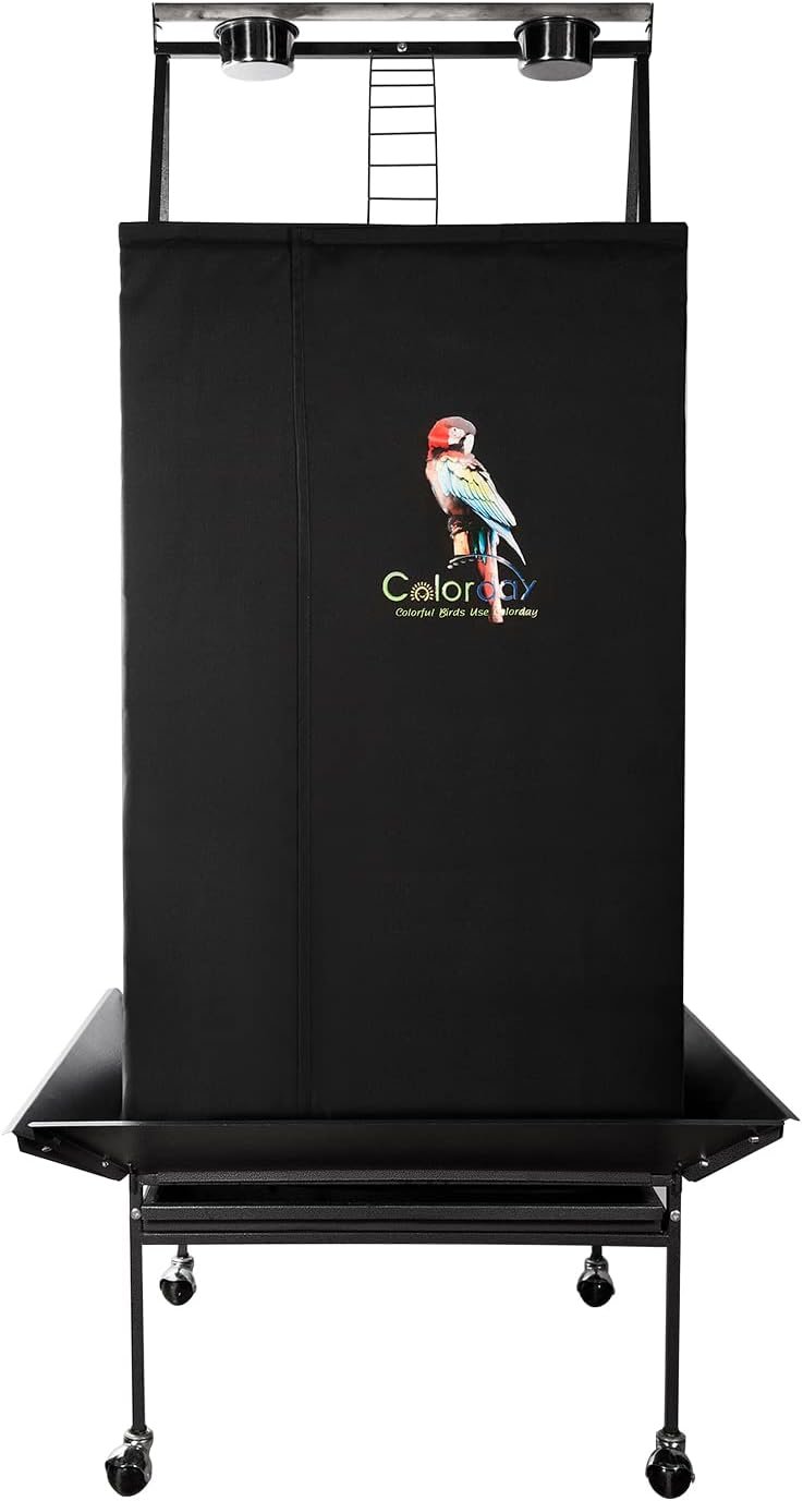 Colorday Good Night Bird Cage Cover for Large Bird Cage with Play Top (Patented), Black 68″