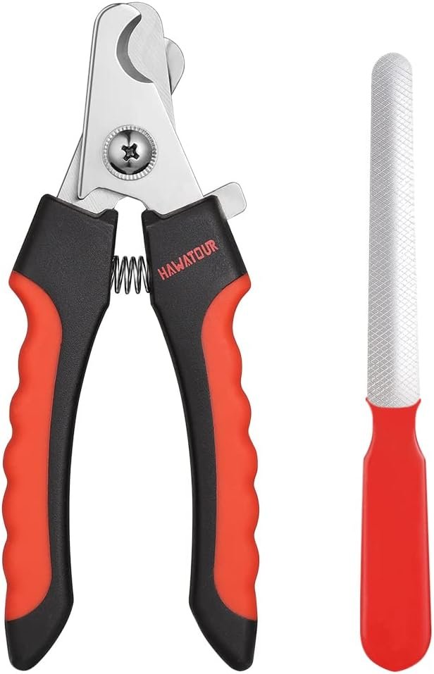 Dog Nail Clippers, Red | Classic Dog Nail Trimmers, Safety Guard to Avoid Over Cutting, Razor Sharp Blade with Nail File, For Pets Large Dogs