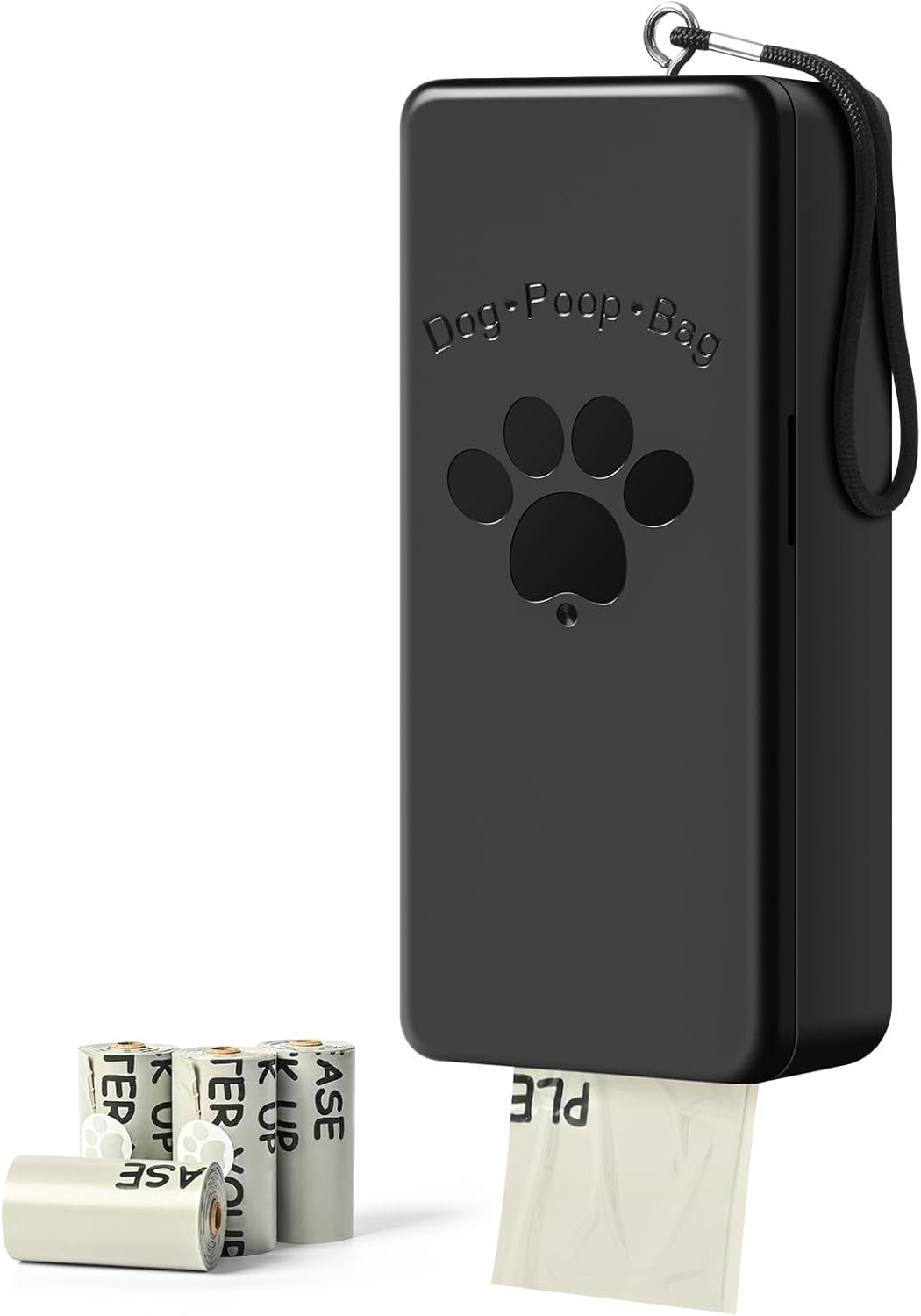 qeerable Dog Poop Bag Dispenser, Wall-Mounted Dog Bag dispenser Outdoor or Indoor for Doggy and Pets, Black Poop Holder for Yard and Park, Included 4 Rolls (60 Bags)