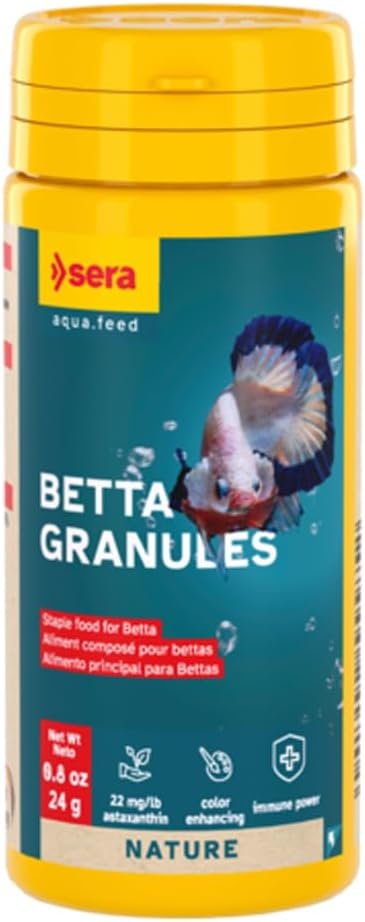 Sera Betta Granules 50 ml 0.8 oz (24 g) | Betta Fish Food with Insect Meal, Astaxanthin & Prebiotics | Soft Slow-Sinking Pellets | Beta Fish Foods & Guppy Food Alternative | Beta Flakes