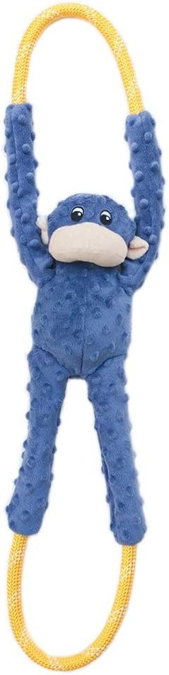 ZippyPaws RopeTugz Durable Dog Pull Rope Toy – Blue Monkey | Interactive Tug of War for Large, Medium & Small Dog, Squeaky Pet Product to Keep Them Busy, Made w/ Heavy Duty Climbing Rope