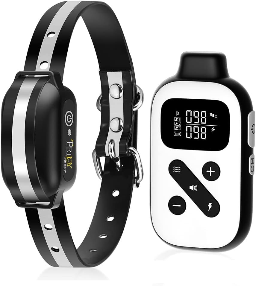 PetJoy Shock Collar for Large Dogs, Bark Collar with Remote, Bark and Training Collar 2 in 1, Auto Bark Collar – Shock, Vibration, Beep and Auto Mode (Level 1-5), Remote Range 2800 Ft