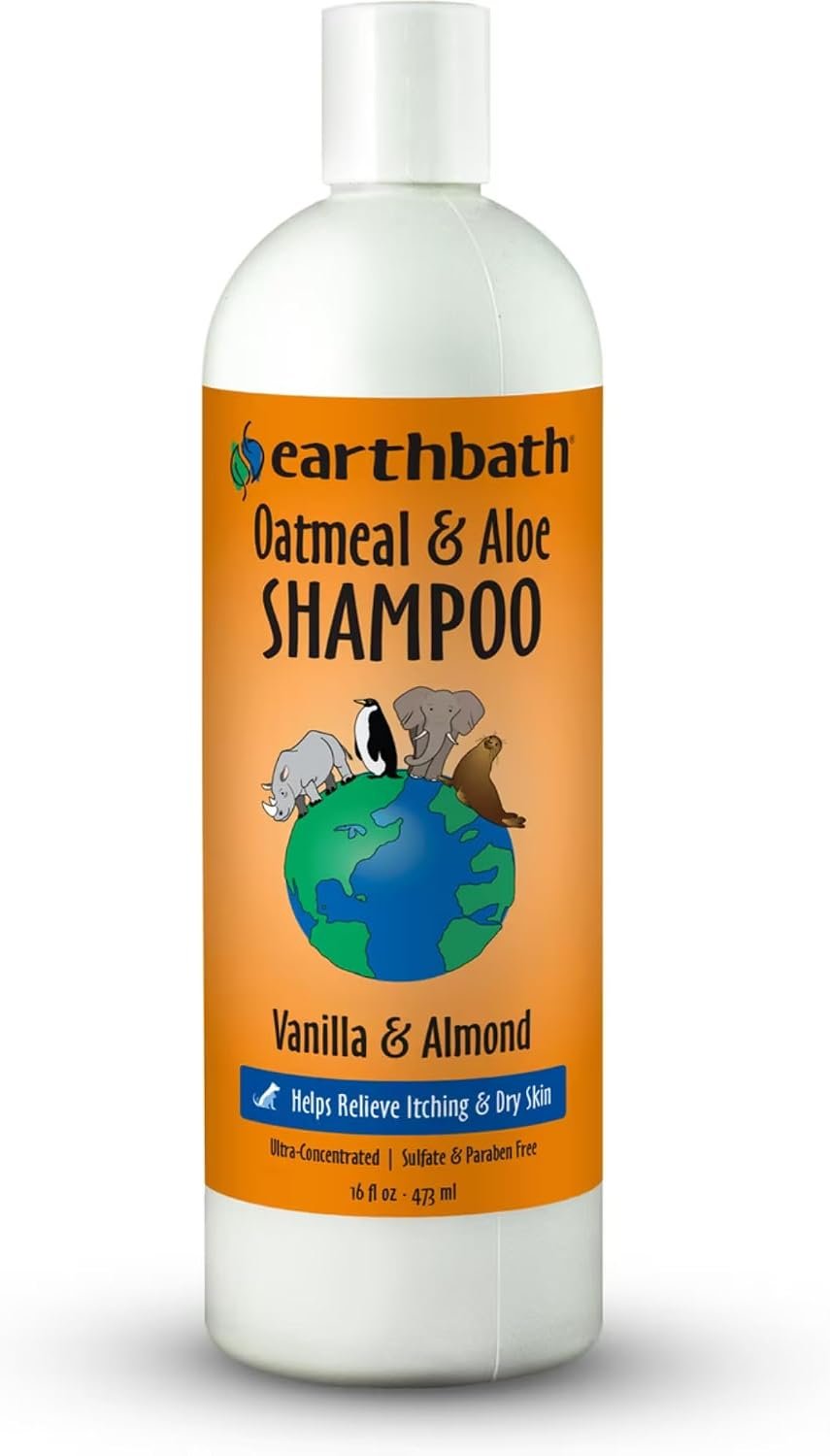 earthbath Oatmeal & Aloe Dog Shampoo, Itchy, Dog Wash, 16 Oz (1 Pack) | Oatmeal Shampoo For Dogs, Dry Skin Relief, Made in USA, Cruelty Free Pet Shampoos – Vanilla & Almond