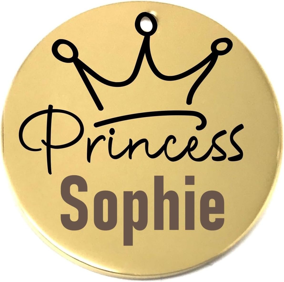 Laser Engraved Stainless Steel Pet Name Tags Personalized on Both Sides for Pet Collar – Dog ID Tag, Dog Name Tag, Cat ID Tag, Cat Name Tag (Gold – Princess, Small)