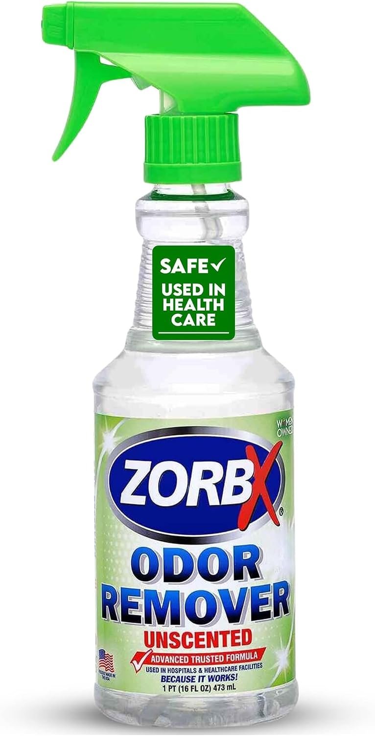 ZORBX Unscented Odor Eliminator for Strong Odor 16 Fl Oz – Used in Hospitals & Healthcare Facilities – Advanced Trusted Formula, Fast-Acting Odor Remover Spray for Dog, Cat, House & Carpet | Permanent Odor Remover for Pet & Human Urine, Smoke & Strong Odors, Carpet, Upholstery, Mattress, Bathroom, Car & More