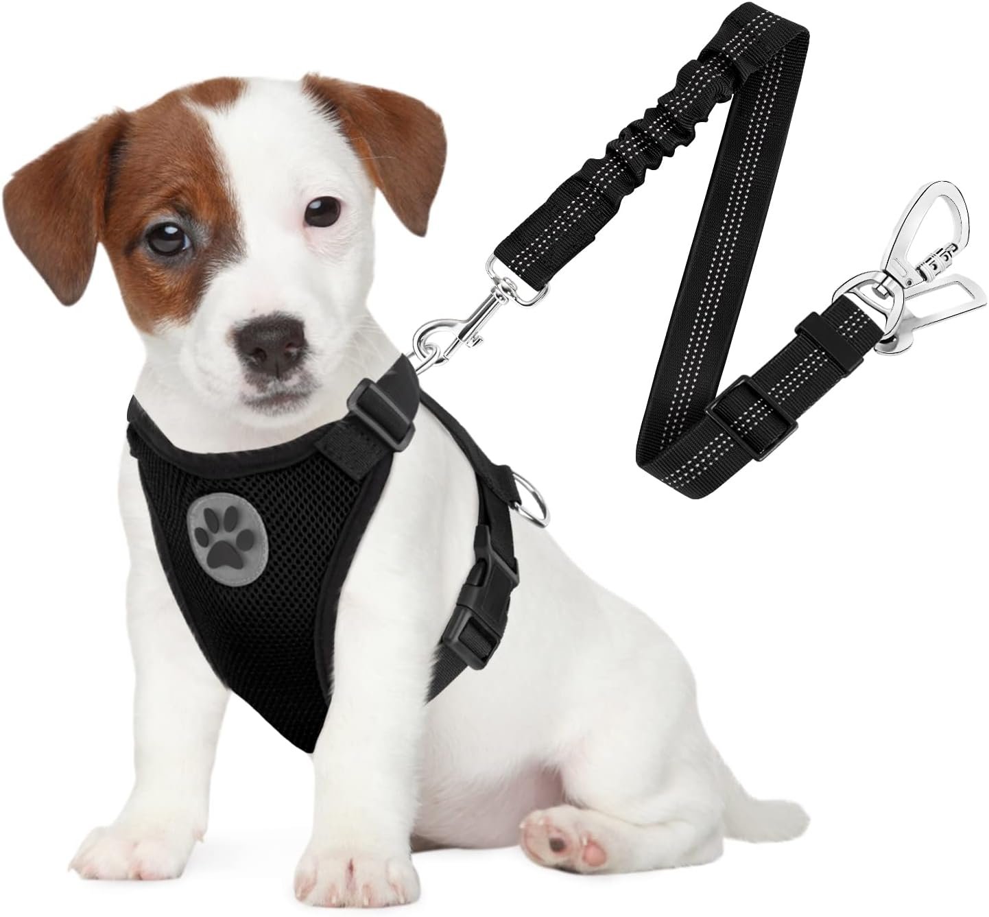 SlowTon Dog Seat Belt Harness for Car, Dog Car Harness & Seatbelt, B S | Adjustable Mesh Breathable Harness & Dog Seatbelt Safety Tether with Elastic Bungee & Double Clips for Small Medium Large Pet