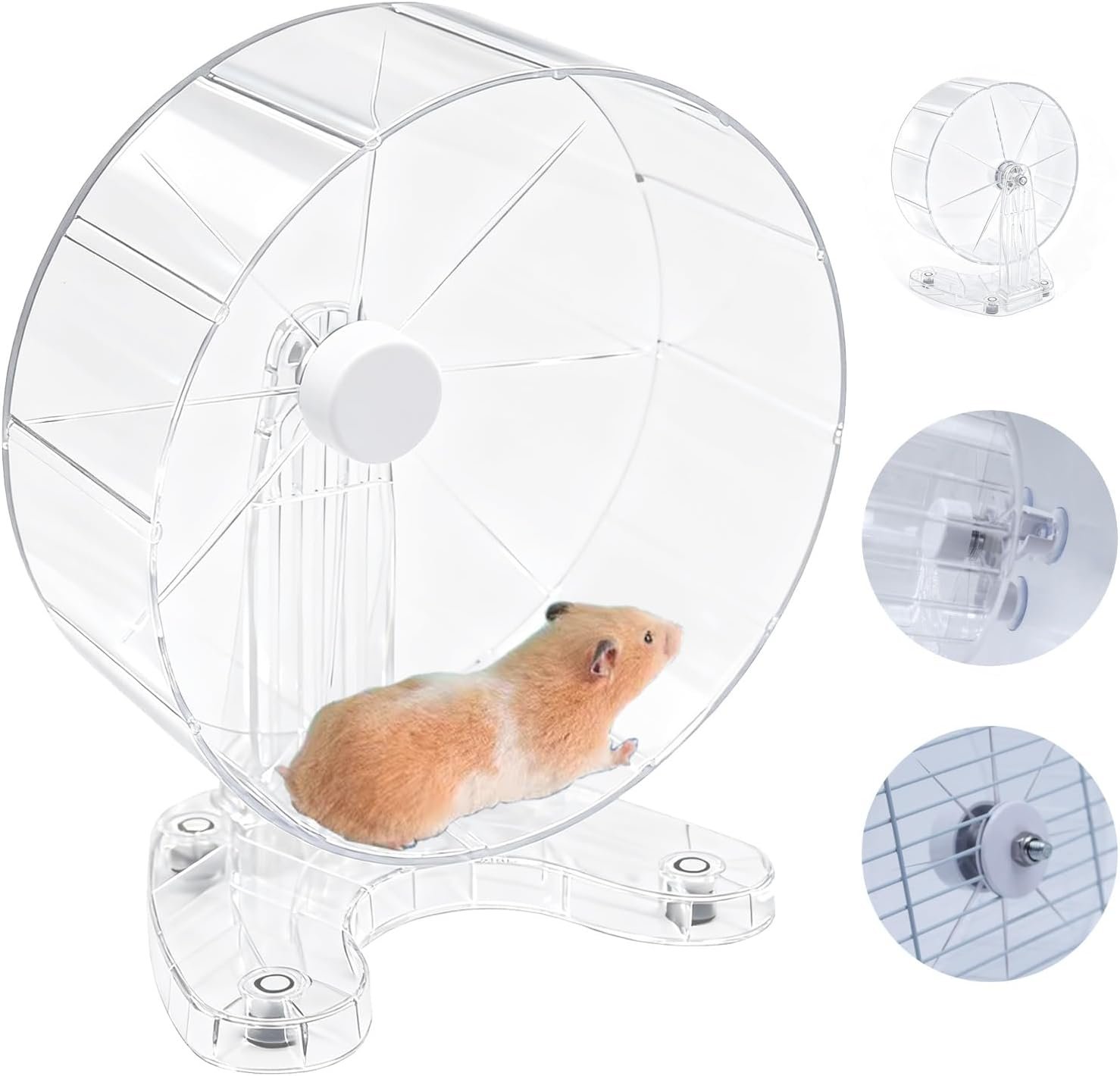 Hamster Wheel, 8.7″ Super-Silent Exercise Wheels, Dual-Bearings Quiet Spinner Running Wheels, 3 Installation Methods, Fits Any Hamster Cage, Hamsters Toy for Dwarf Hamsters, Gerbils, and Small Pets.