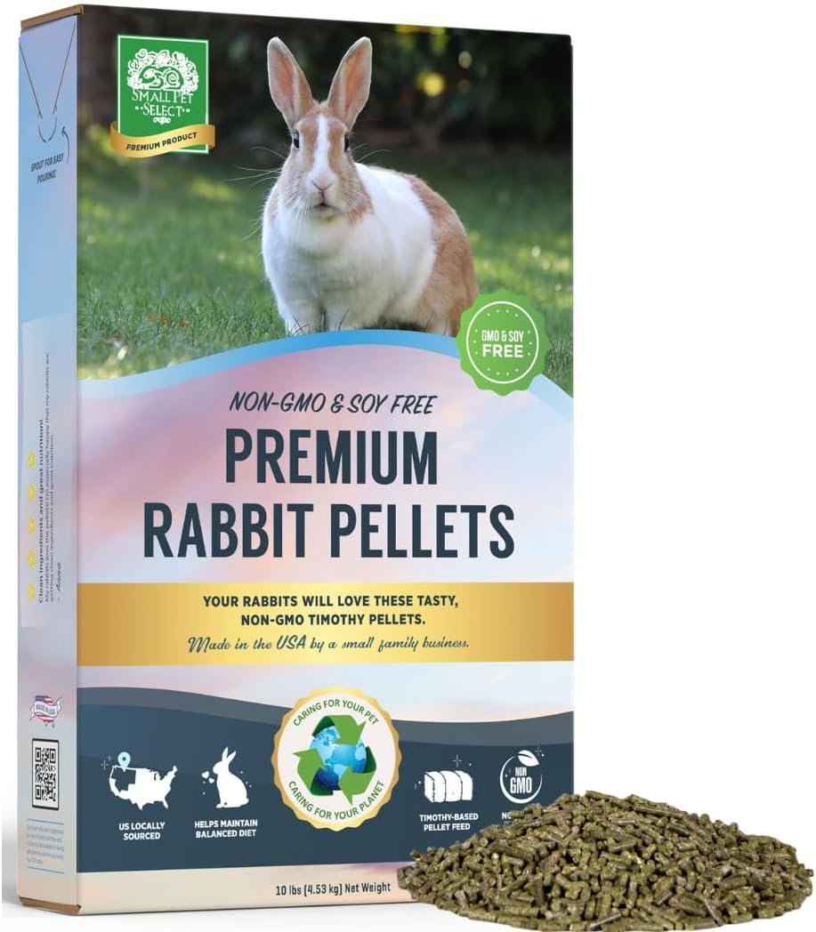 Small Pet Select Premium Rabbit Pellet Food, Non-GMO, Soy Free, 10 lb | Local Pacific Northwest Ingredients, Wholesome High Fiber Formula, Small Batch Made, For Rabbits & Bunnies