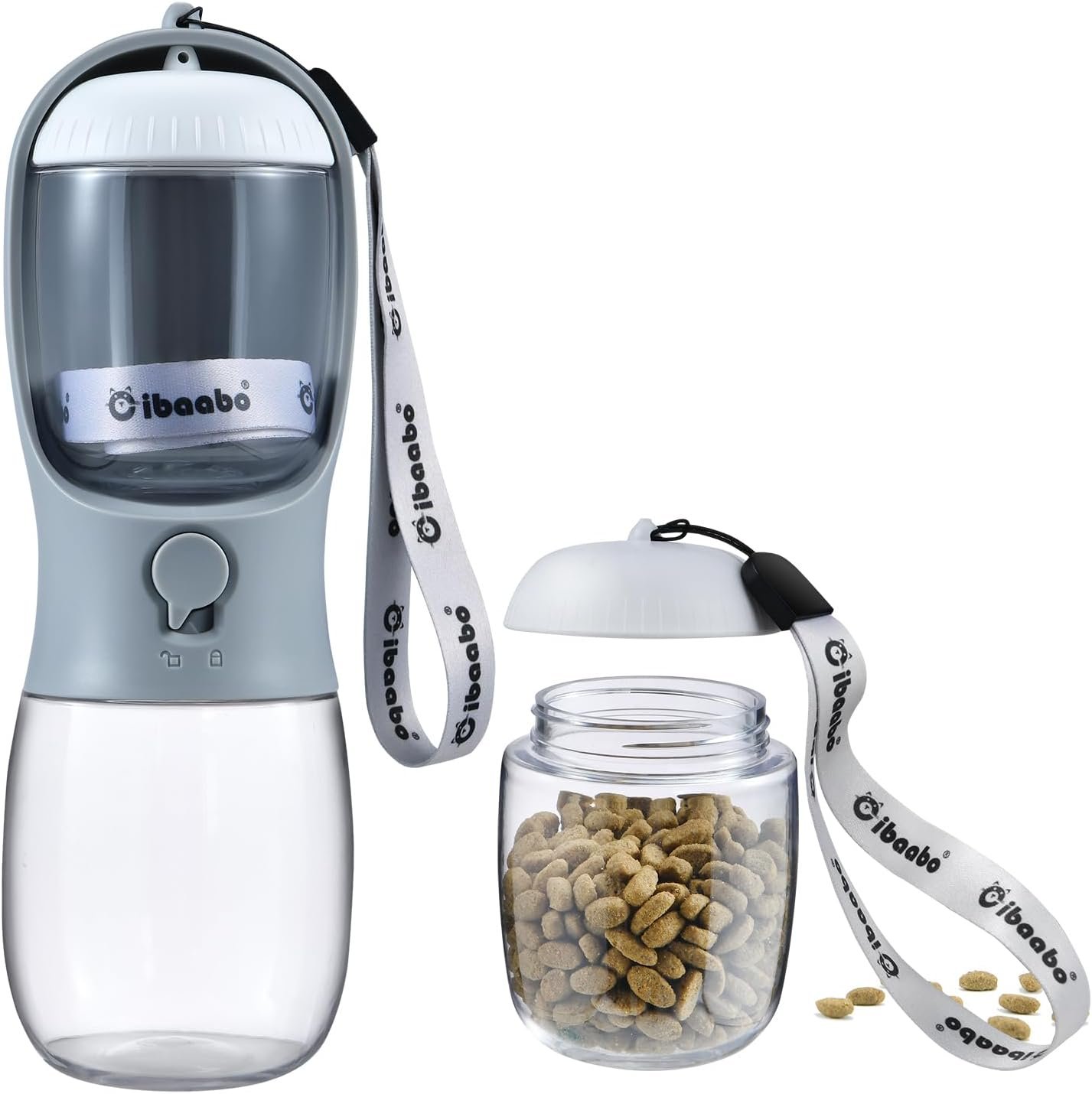 Cibaabo Dog Water Bottle Portable with Food Container & Filter for Travel | Feeding & Hydration | Travel Water Bowl | Portable Pet Dispenser | Dog Gifts | Puppy Essentials | for Hiking Camping Beach