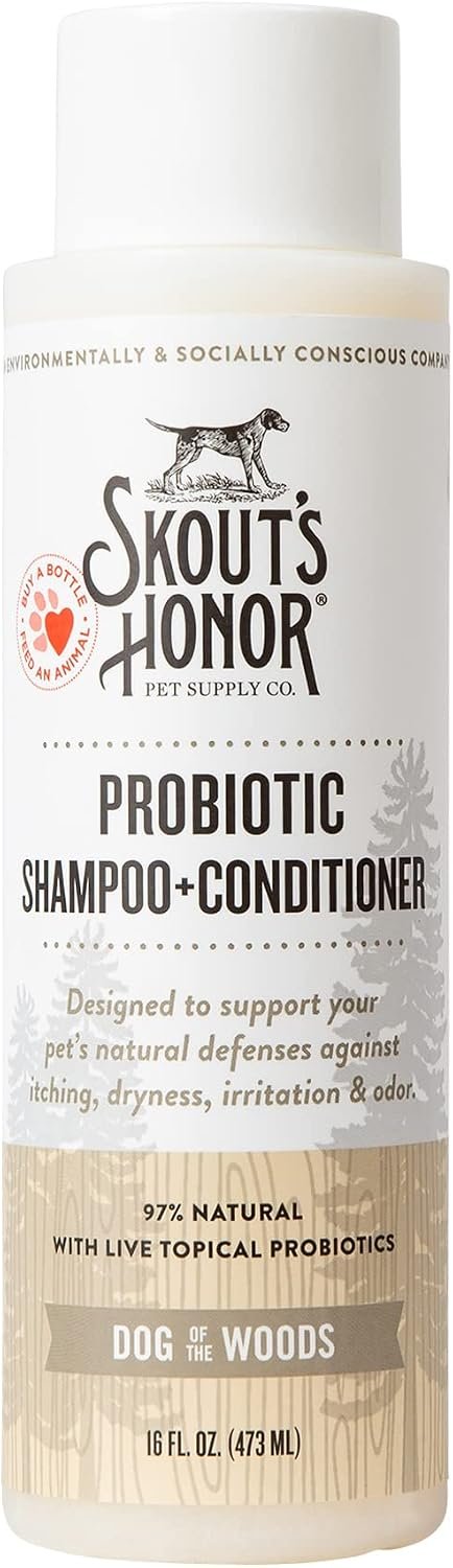SKOUT’S HONOR Probiotic Dog Shampoo and Conditioner – DOTW, 16 oz | Hydrating Natural 2-in-1 for Itchy Skin, Microbiome-Friendly with Avocado Oil & Omega-3s, Paraben & Sulfate-Free