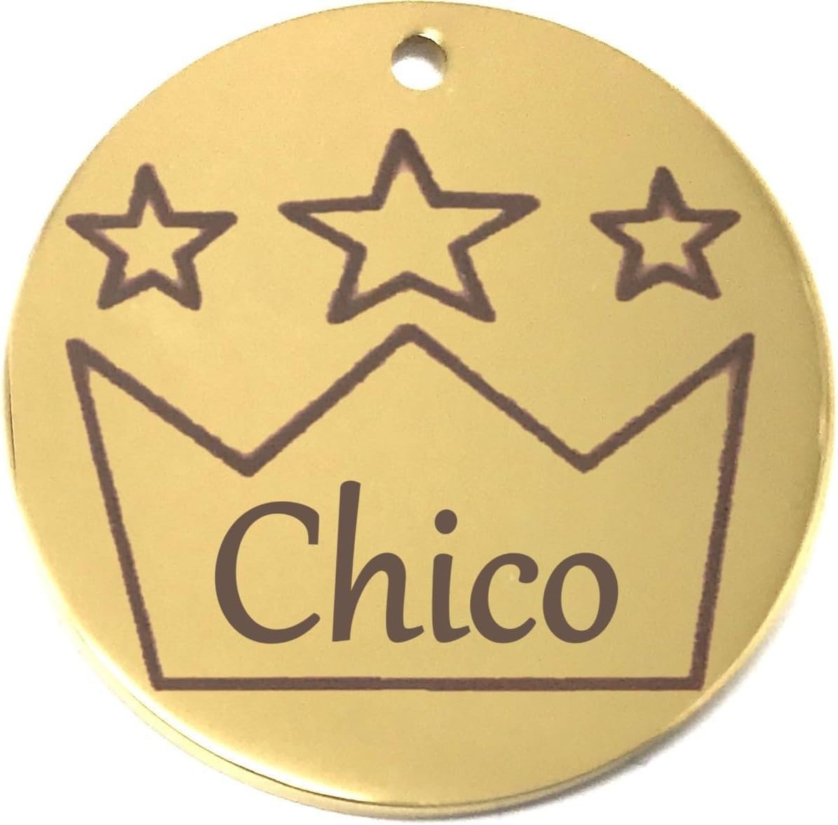 Laser Engraved Stainless Steel Pet Name Tags Personalized on Both Sides for Pet Collar – Dog ID Tag, Dog Name Tag, Cat ID Tag, Cat Name Tag (Gold – Crown, Large)