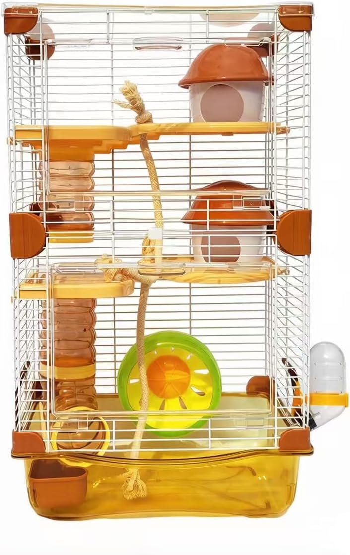 PETZHUBO Hamster Cage Small Animal Cage 3 Layers Transparent Cage Size：10.6″(W) X8.1(L) X18.3 (H) Suitable for Hamsters up to 3.5 inch in Length(Please Note This is Mini cage that for Mini Hamster)