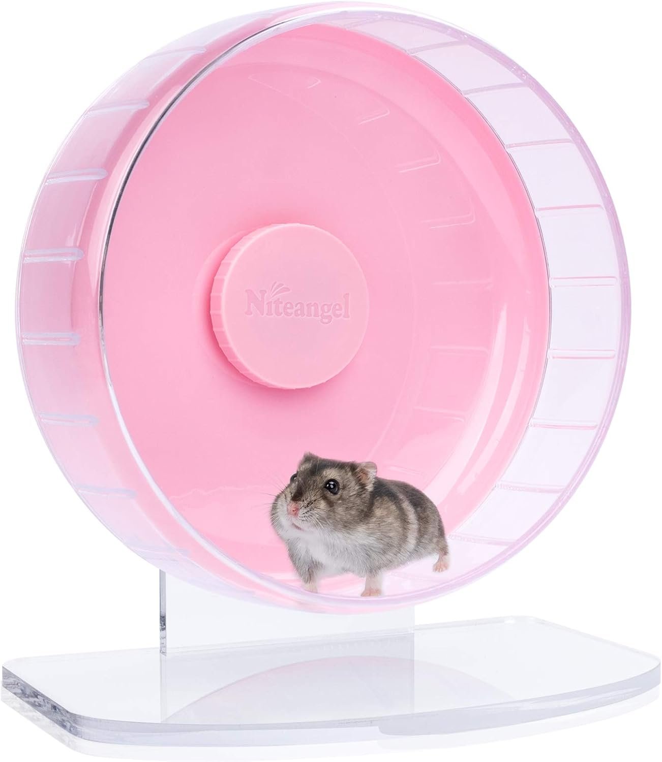 Niteangel Super-Silent Hamster Exercise Wheel: Quiet 8.2 inch Running Wheel | Can 9.1-11.8″ Adjustable Height – No Bend Back Spinner Running for Dwarf Syrian Hamster Gerbils Mice Or Other Small Animal