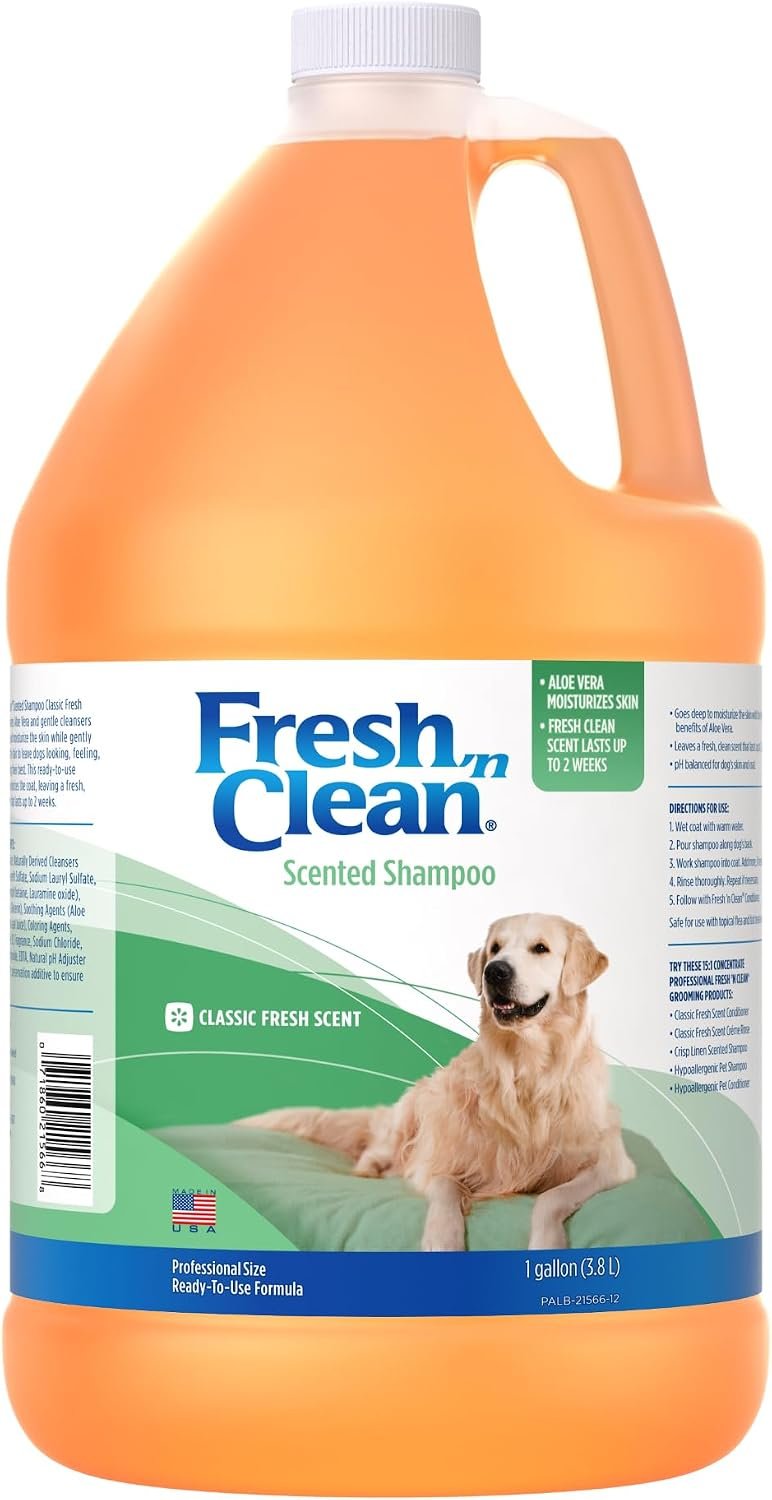 Pet-Ag Fresh ’n Clean Scented Shampoo, Classic Fresh Scent – 1 Gallon – Moisturizes with Vitamin E & Aloe Vera – Strengthens & Repairs Coats – Soap Free