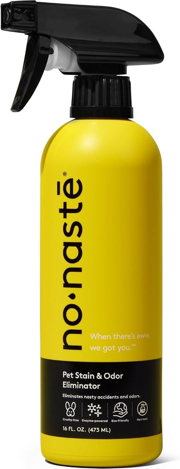 Nonaste Pet Stain & Odor Eliminator Enzyme Spray, Dog & Cat, 16 oz, Pk 1 | Enzyme Cleaner Breaks Down Dog & Cat Urine, Stains & Odor on Carpets & Upholstery. Pet & Kid Safe. Light Fresh Scent.