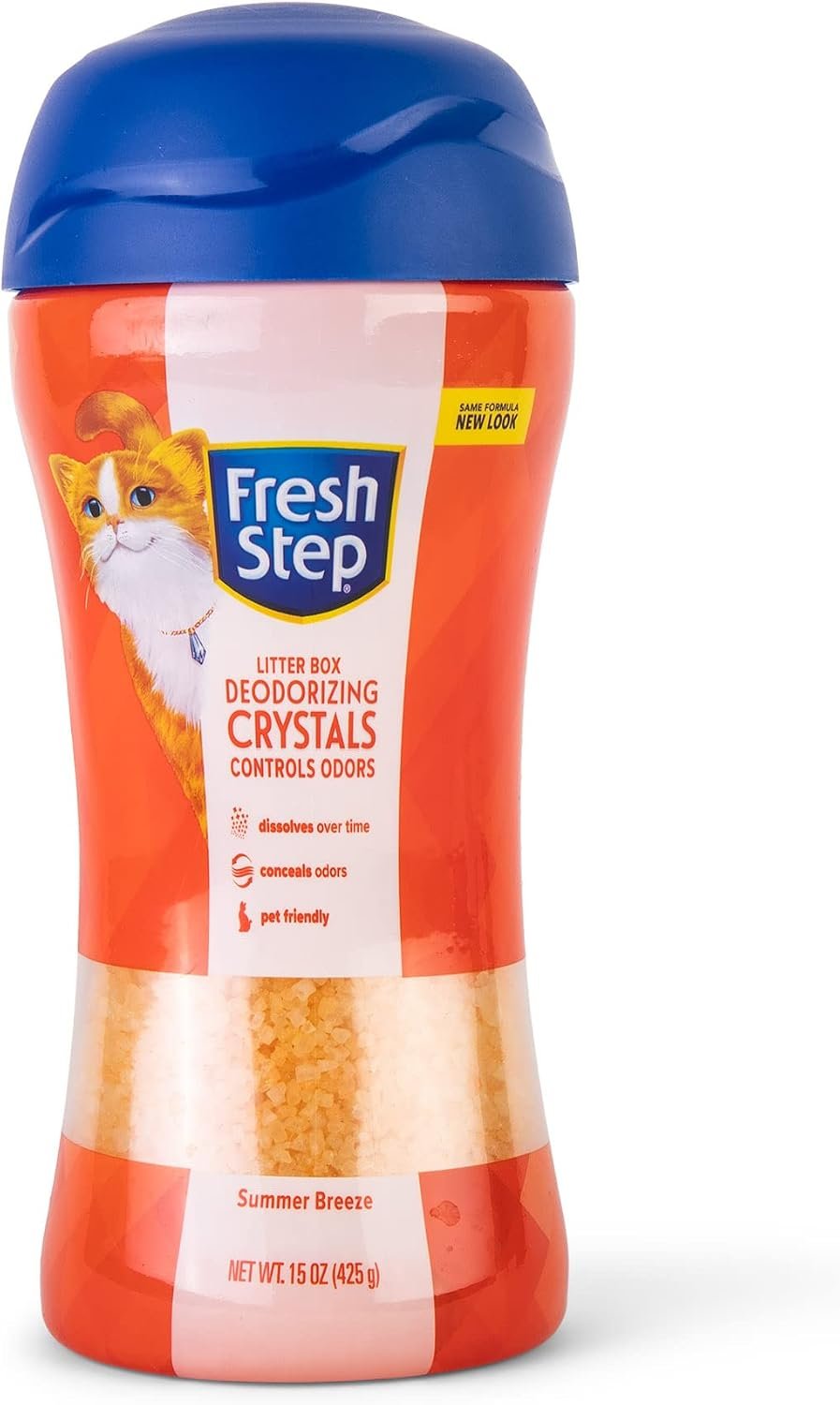 Fresh Step Cat Litter Crystals Deodorizer, Non Toxic Odor Neutralizing Crystals for Litter Boxes that Help Control Smells and Keep Home Areas Fresh, Summer Breeze Scent, 15 Ounce | Non-toxic crystals neutralize odor at the source in any litter box, keeps home areas smelling fresh