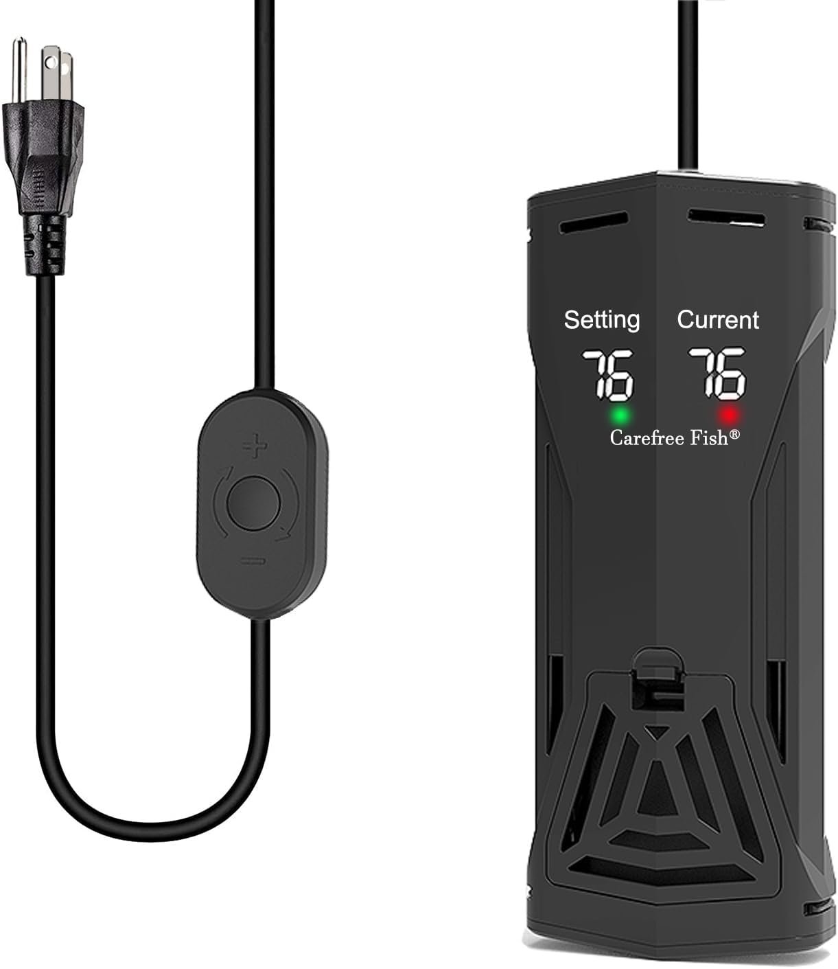 Carefree Fish 200/300/500/800W Aquarium PTC Ceramic Heater Dual Independent Chips Dual Overheat Protection Dual Water Level Sensors for Freshwater and Saltwater No Cooking Fish