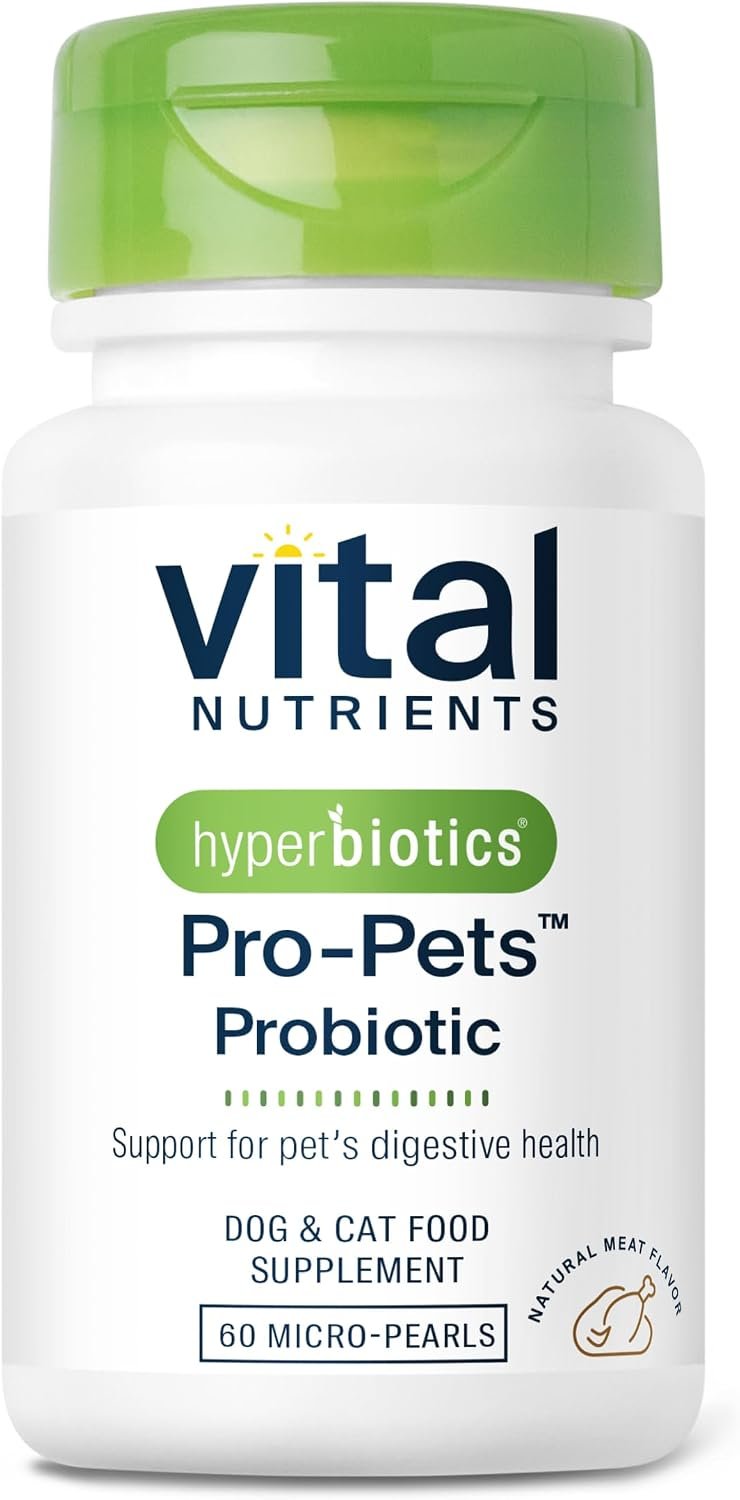 Vital Nutrients Pro Pets Probiotics for Dogs and Cats | Dog Probiotics for Digestive Health, Gut Health, Occasional Diarrhea | Tasty Meat Flavor | Non-GMO | Hyperbiotics | 60 Micro Tablets