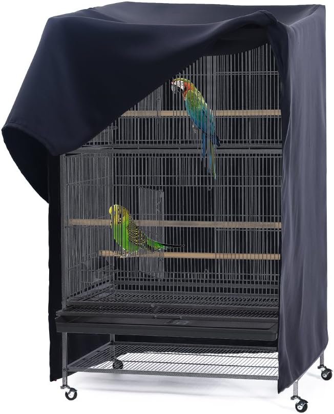 PONY DANCE Pets Product Universal Birdcage Cover Blackout & Breathable Birdcage Cover for Pets’ Good Night, Large, Black, 35 L x 25 W x 47 in H