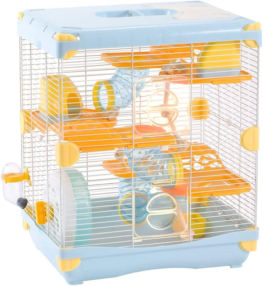 Hamster Cage Small Animal Cage 3 Layers Cage Size：14.17″(W) X10.63(L) X16.73 (H) Suitable for Hamsters up to 3.5 inch in Length
