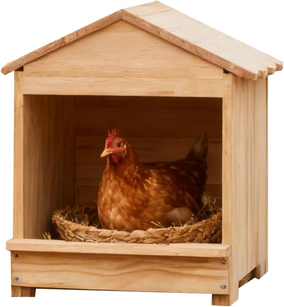 Wooden Chicken Nesting 32x29x38cm Portable Chicken Coop with Detachable Ramp, Indoor/Outdoor Hen House for Egg Laying – Can be Wall-Mounted or Ground Use, Easy Clean Poultry Supplies for Backyard Farm