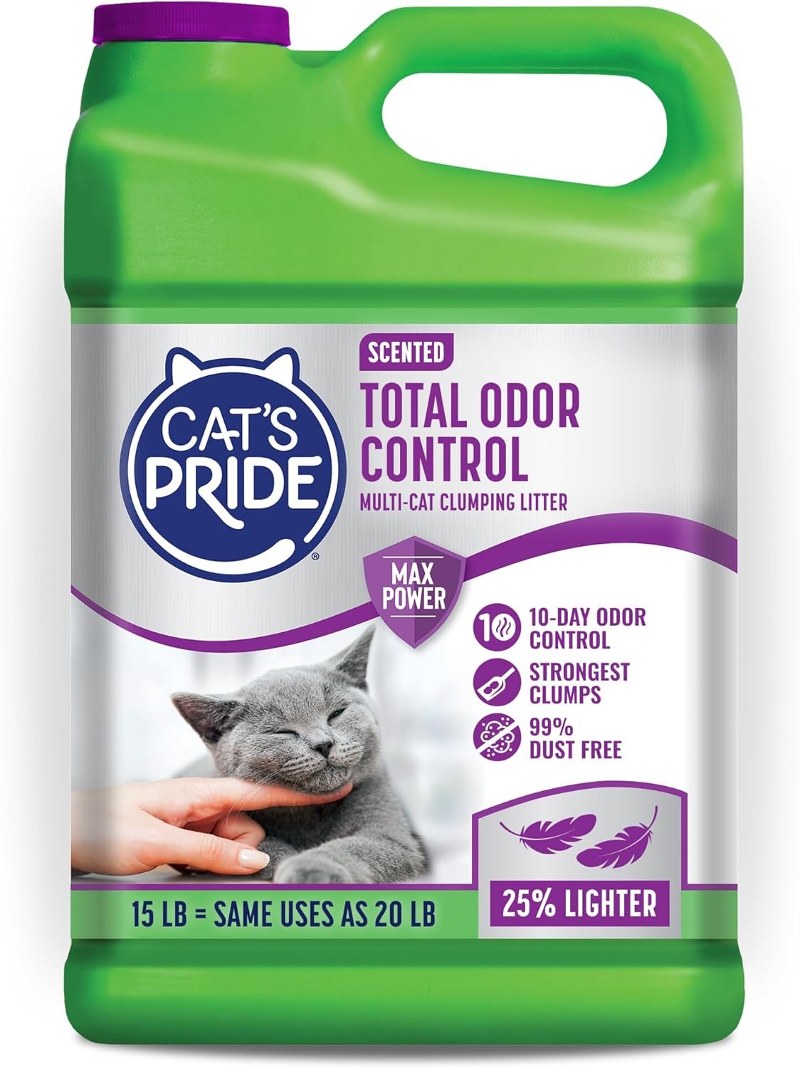 Cat’s Pride Total Odor Control, Max Power, Clumping Litter Scented 15lb