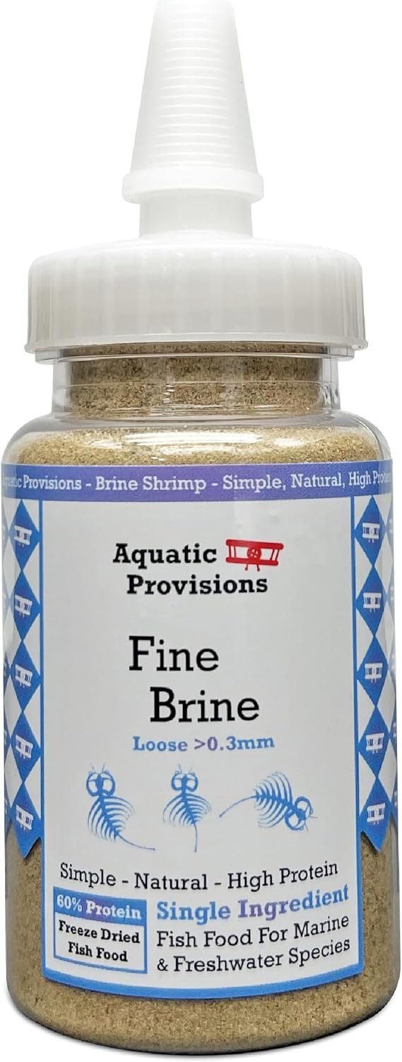 Fine Brine Shrimp Freeze Dried Fish Food, 0.5 oz, Semi-Fine Loose Particles, for Freshwater and Marine Aquarium Fish | Semi-Fine, Loose