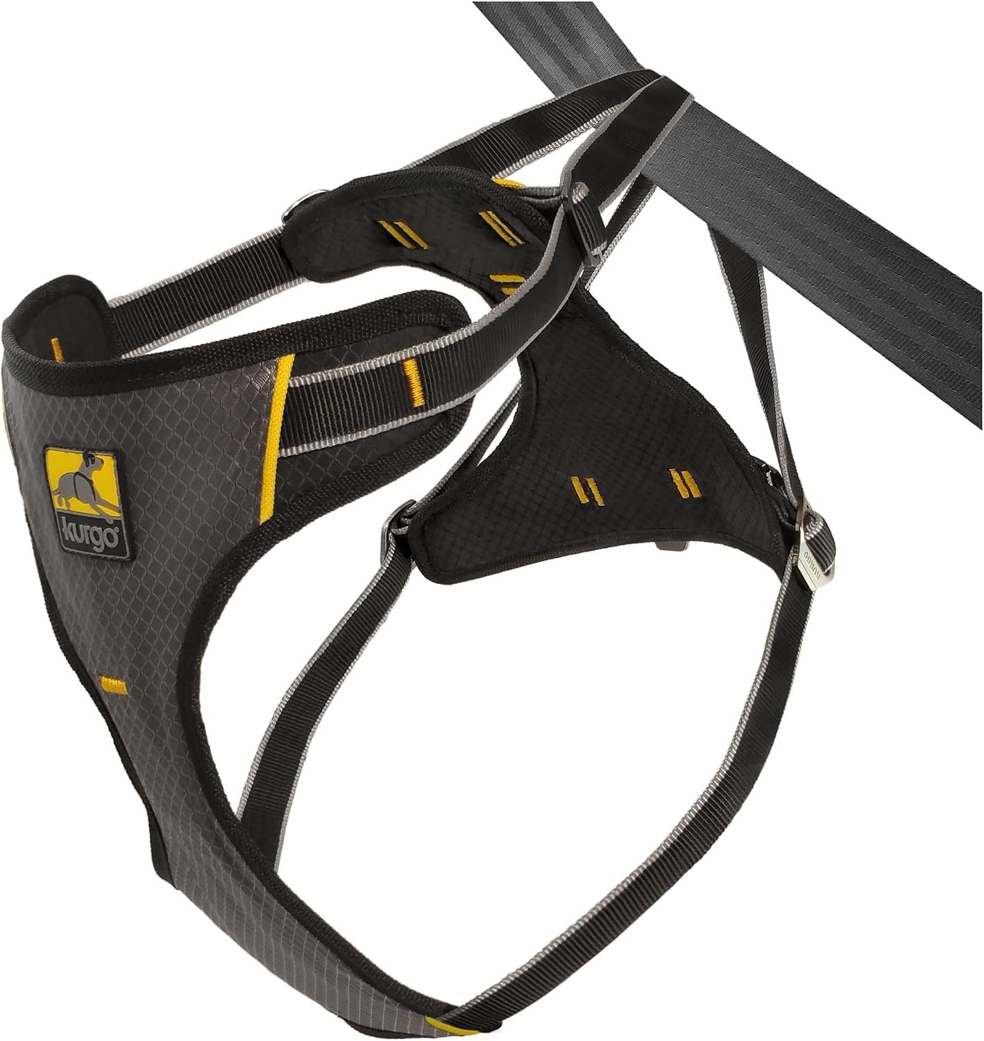 Kurgo Impact Harness, Black/Charcoal, Extra Large | Crash-Tested Travel Safety Harness for Dogs up to 108Lbs, All-Steel Nesting Buckles, Padded Chest Support, Adjustable Straps