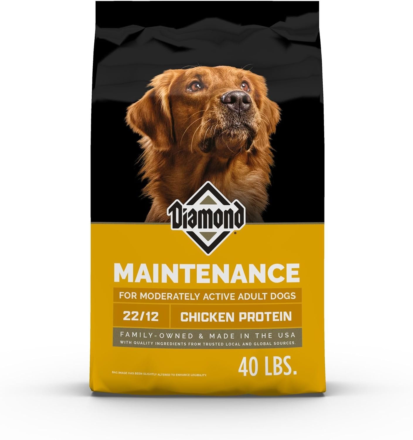 Diamond Maintenance Adult Dry Dog Food, Chicken Protein, 40lb | For Moderately Active Dogs | Omega Fatty Acids Help Support Healthy Skin & Shiny Coat | Guaranteed Probiotics