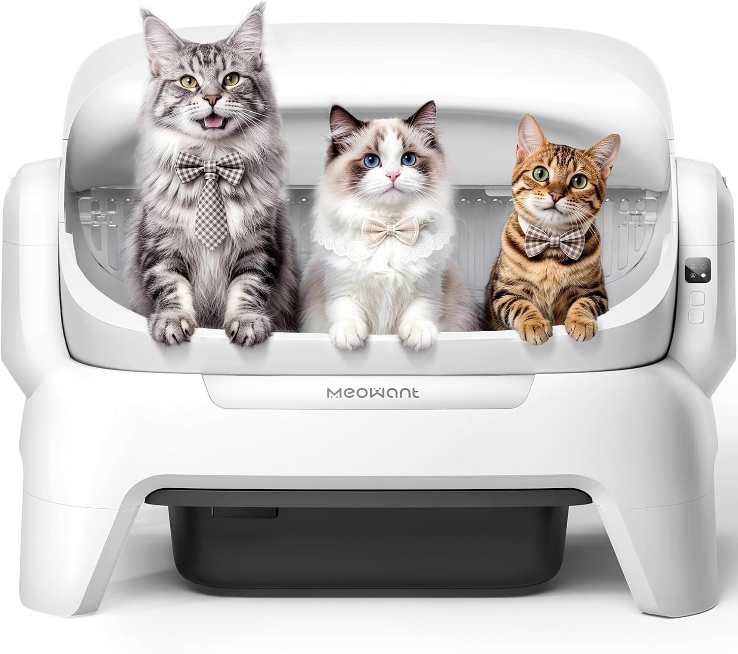 Meowant Extra Large Automatic Litter Box Infrared Scanning and Anti-Pinch | Self Cleaning Litter Box for Multiple Cats, Open Top Design with APP Control, 12L Waste Bin, Odor Free, XXXL Space