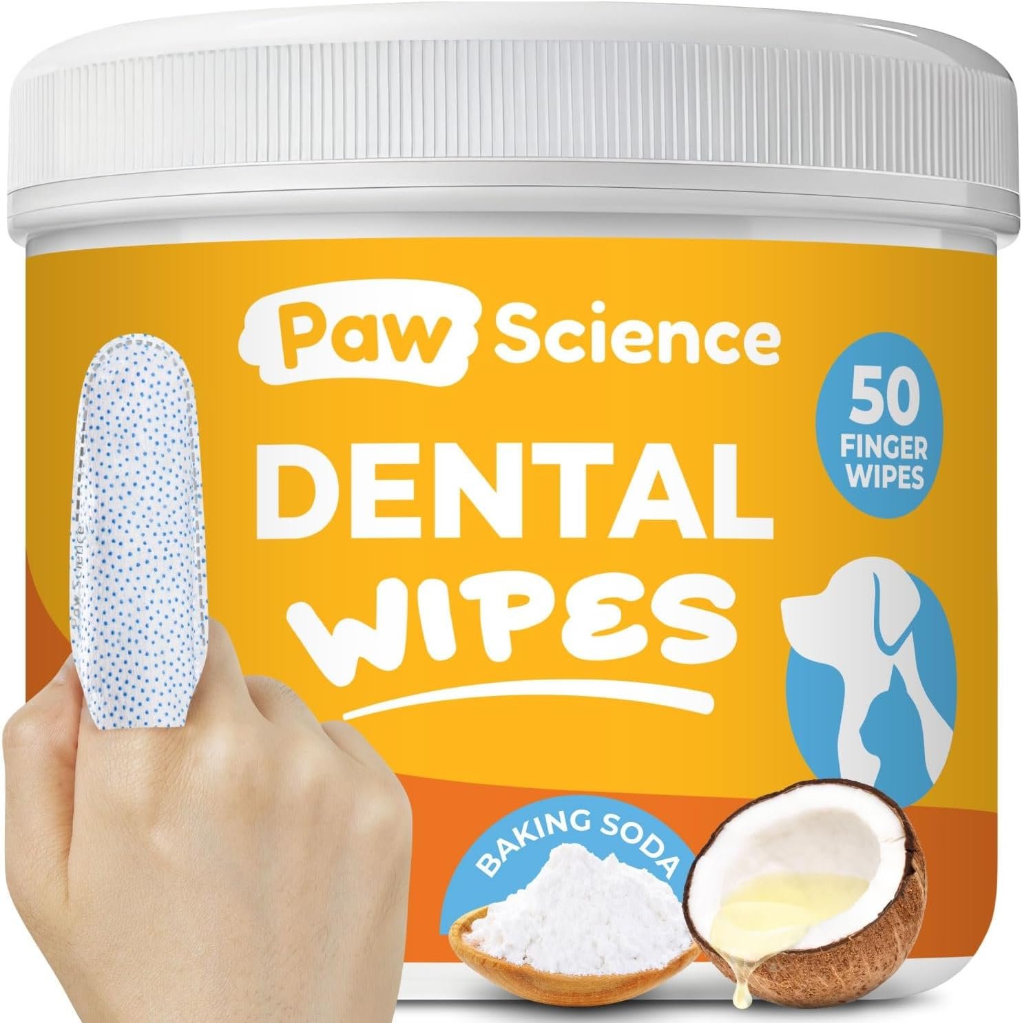 Dog & Cat Teeth Cleaning Wipes – Dental Finger Wipes for Cats & Dogs – Pet Toothbrush & Tooth Brushing Kit – Effective Teeth Cleaner (Unscented)