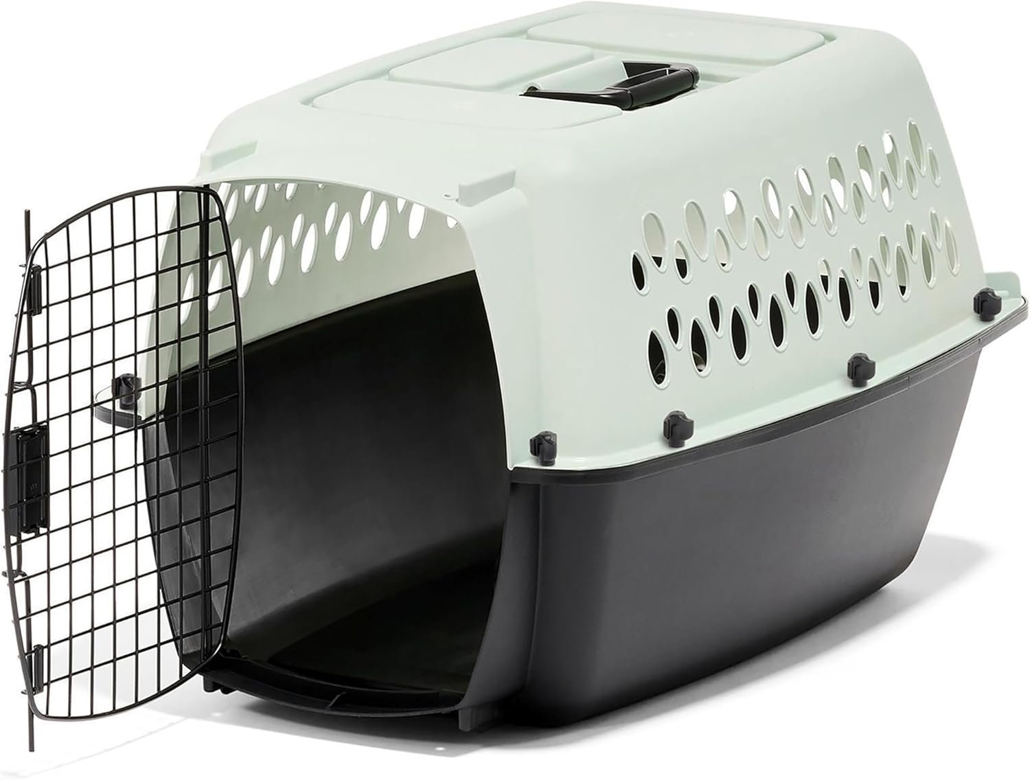 Petmate Pet Porter Fashion Dog Kennel Plastic Crate for Pets 15-20 lbs, Pet Carrier For Home and Travel, Made in USA, 24″ L x 14.5″ H, Pale Aqua and Black | Airline approved travel crate, durable plastic shell, secure carrier for home and trips, made in USA, easy to clean design