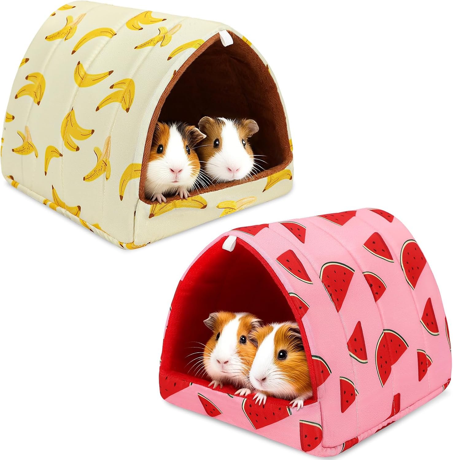 UPINS 2 Pack Guinea Pig Bed,Guinea Pig Hideout | 9.84 x 9.84 inches,Washable Small Animal House Cage Accessories,for Dwarf Rabbits Chinchillas Hamsters Hedgehogs Ferrets