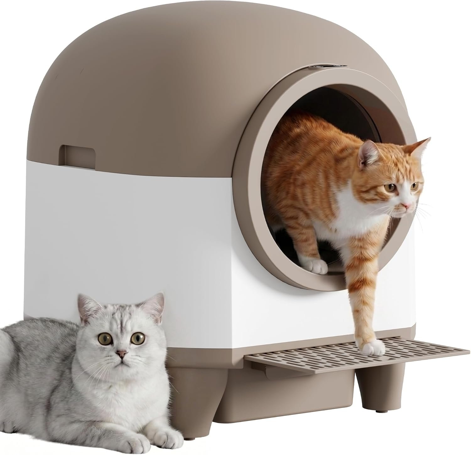 Greesum Enclosed Self-Cleaning Cat Litter Box, 90L XL, App Control, Quiet | For Multi-Cat Homes — Anti-Pinch Safety Sensors, 6.5L Waste Drawer, Includes Litter Mat & 30 Waste Bags