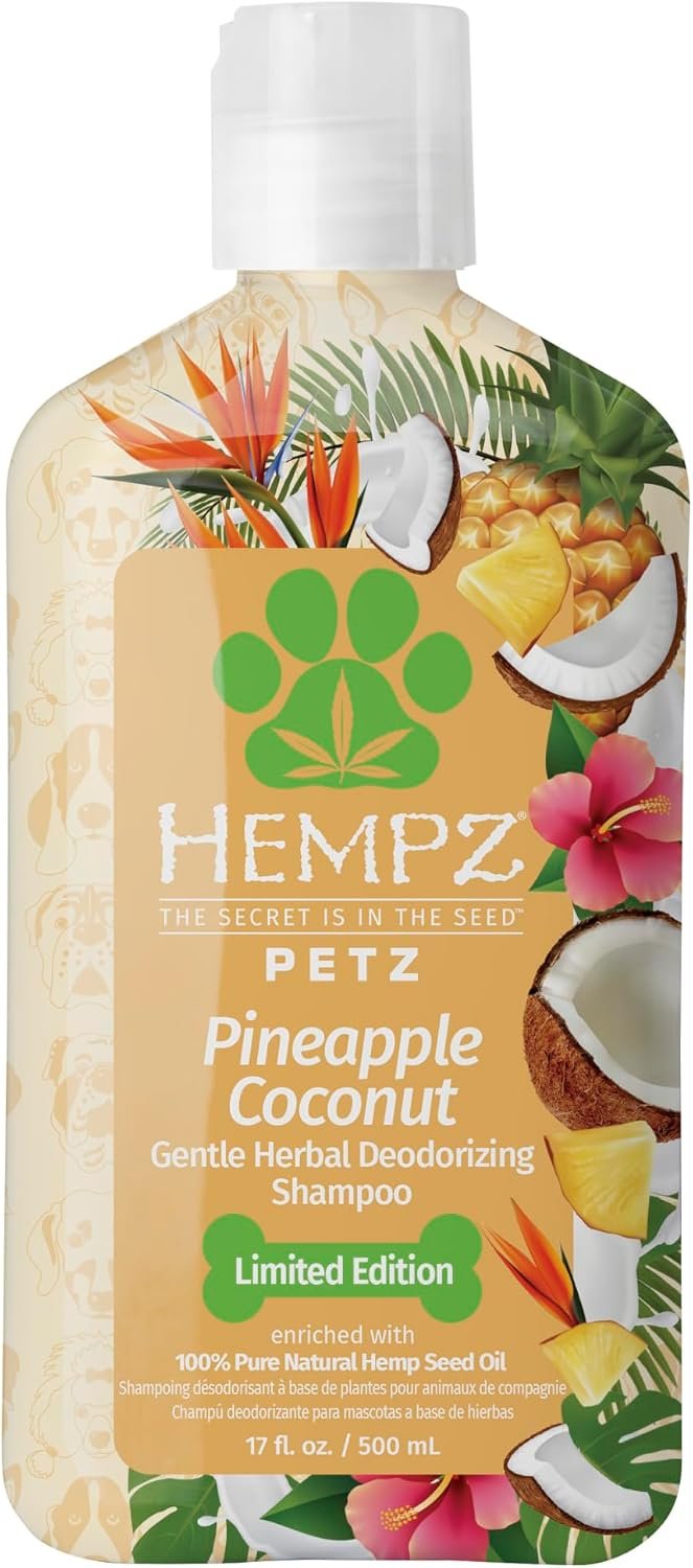 Hempz New Pet Shampoo, Scent, Tropical Pineapple Coconut, 17 oz. | Botanical formula cleanses while helping add fullness and shine