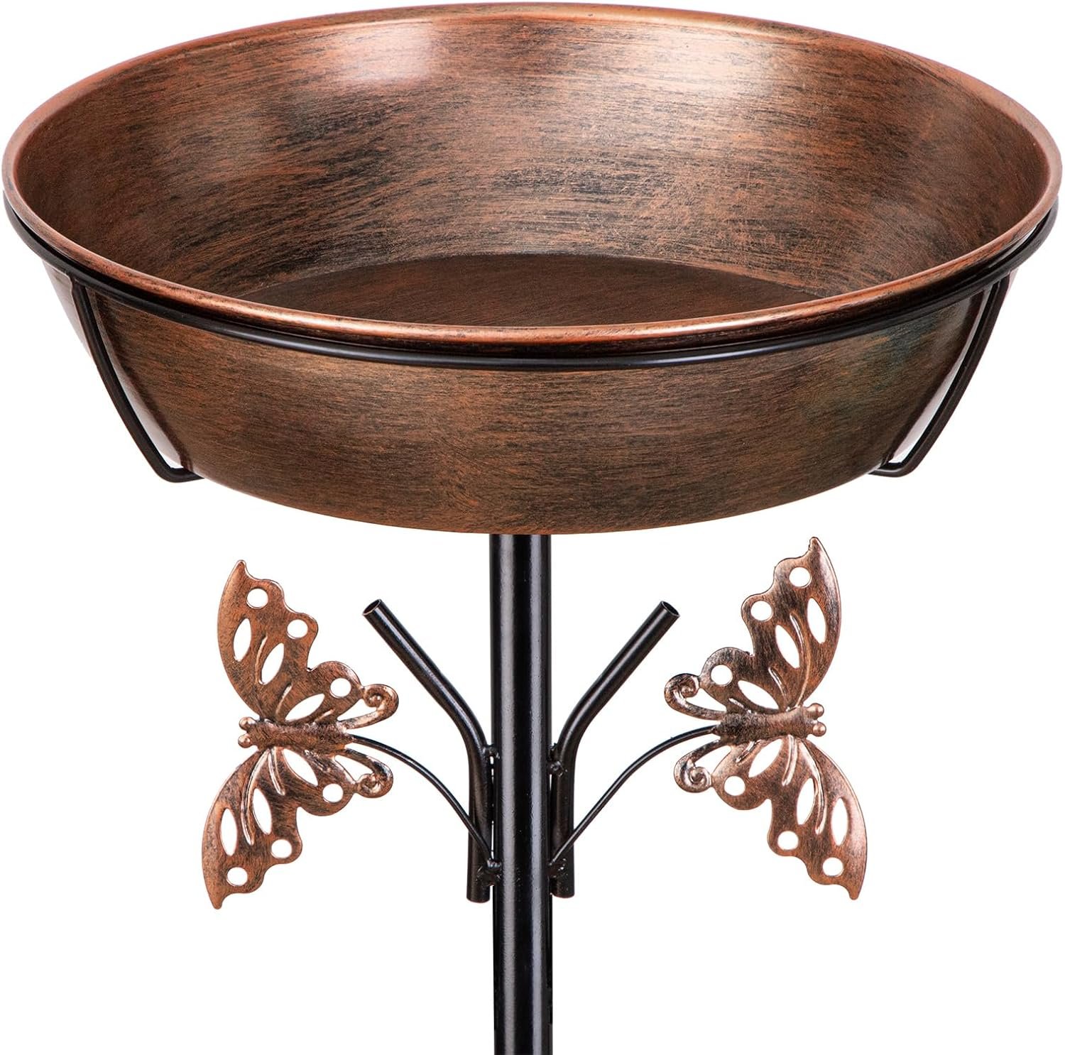 40In Metal Bird Bath for Outdoors,Removable 3″ Deep 13″ Dia Bowl Heavy-Duty Base,Standing Birdbath Feeder Rust-Proof Birdbaths for Garden Yard Patio Lawn Decor