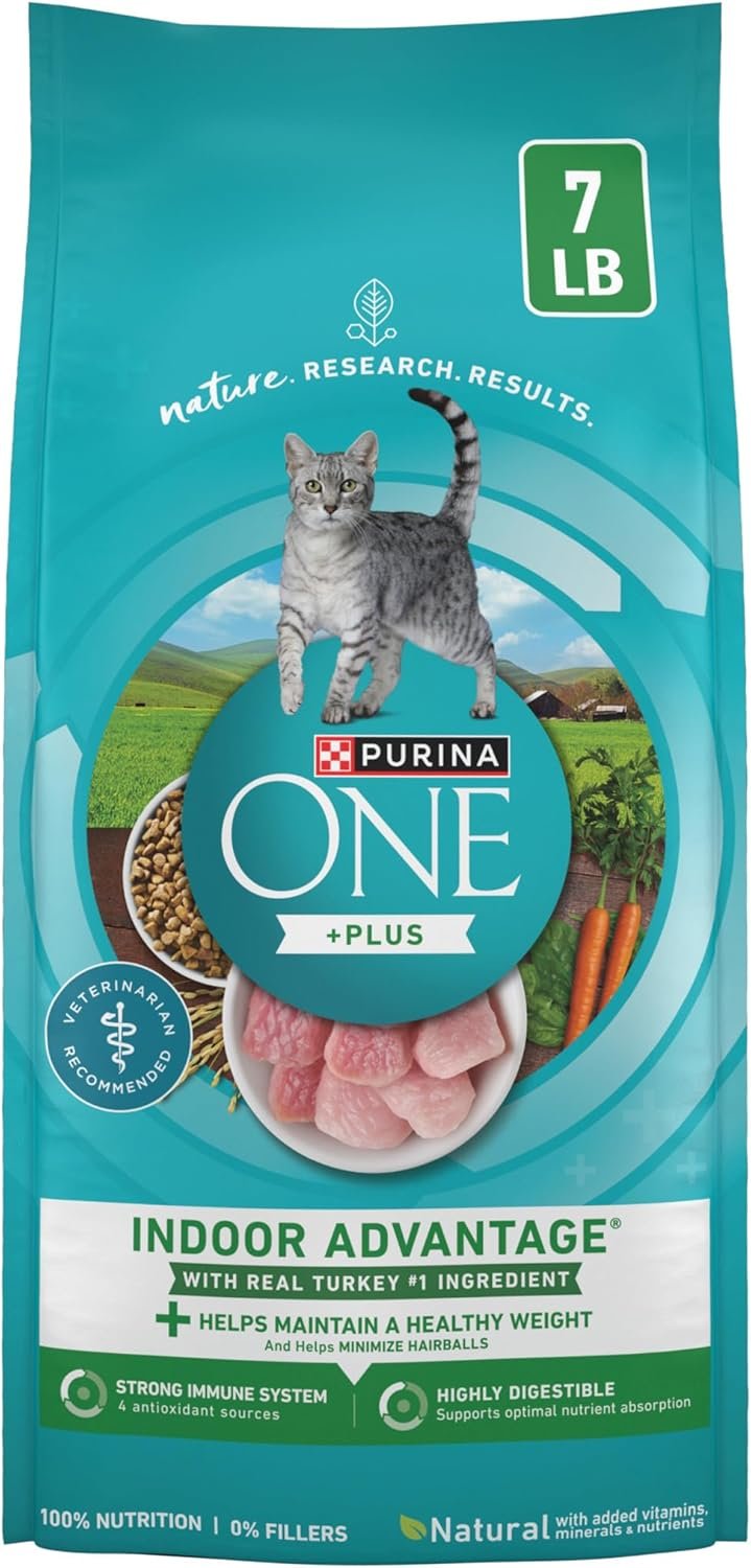 Purina ONE Natural, Low Fat, Weight Control, Indoor Dry Cat Food, +Plus Indoor Advantage – 7 lb. Bag