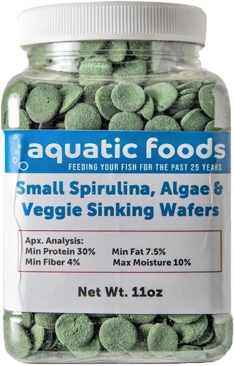 Wafers of Spirulina, Algae & Veggie 12mm – 1/2″ Small Sinking Wafer for Shrimp, Snails, Crabs, Crayfish, Catfish, Plecos, All Tropical Fish, Turtles, AFI Wafers…11oz Small Jar