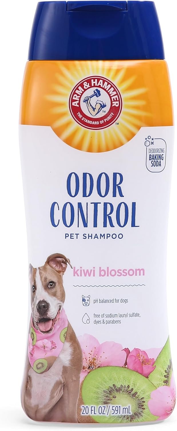 Arm & Hammer Deodorizing Dog Shampoo, Kiwi Blossom, 20 Fl Oz | Tearless, moisturizing baking soda formula for sensitive skin, safe for dogs and puppies during regular baths
