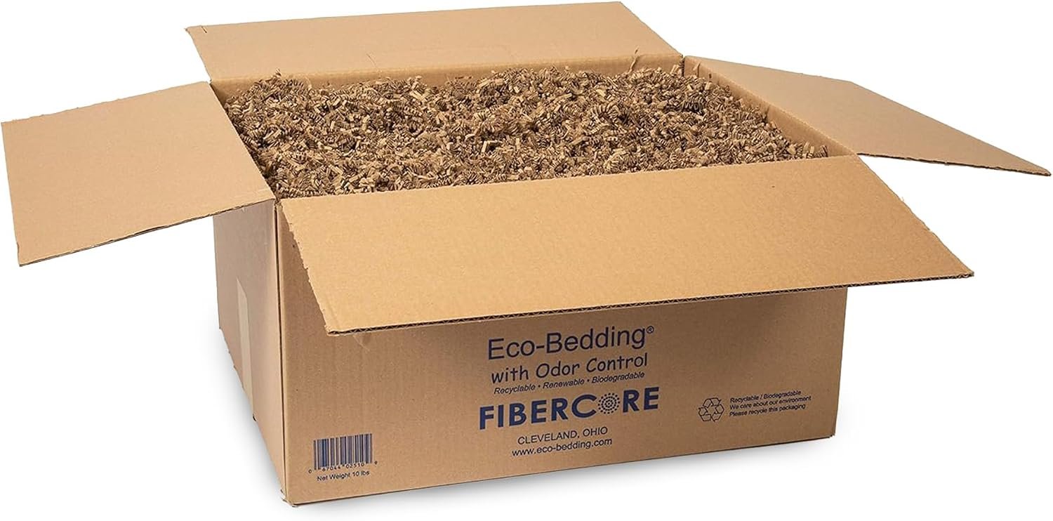 FiberCore Eco Bedding with Odor Control, 99% Dust Free Paper Bedding for Small Animals and Birds, 10 lb (Expands to 250 L).