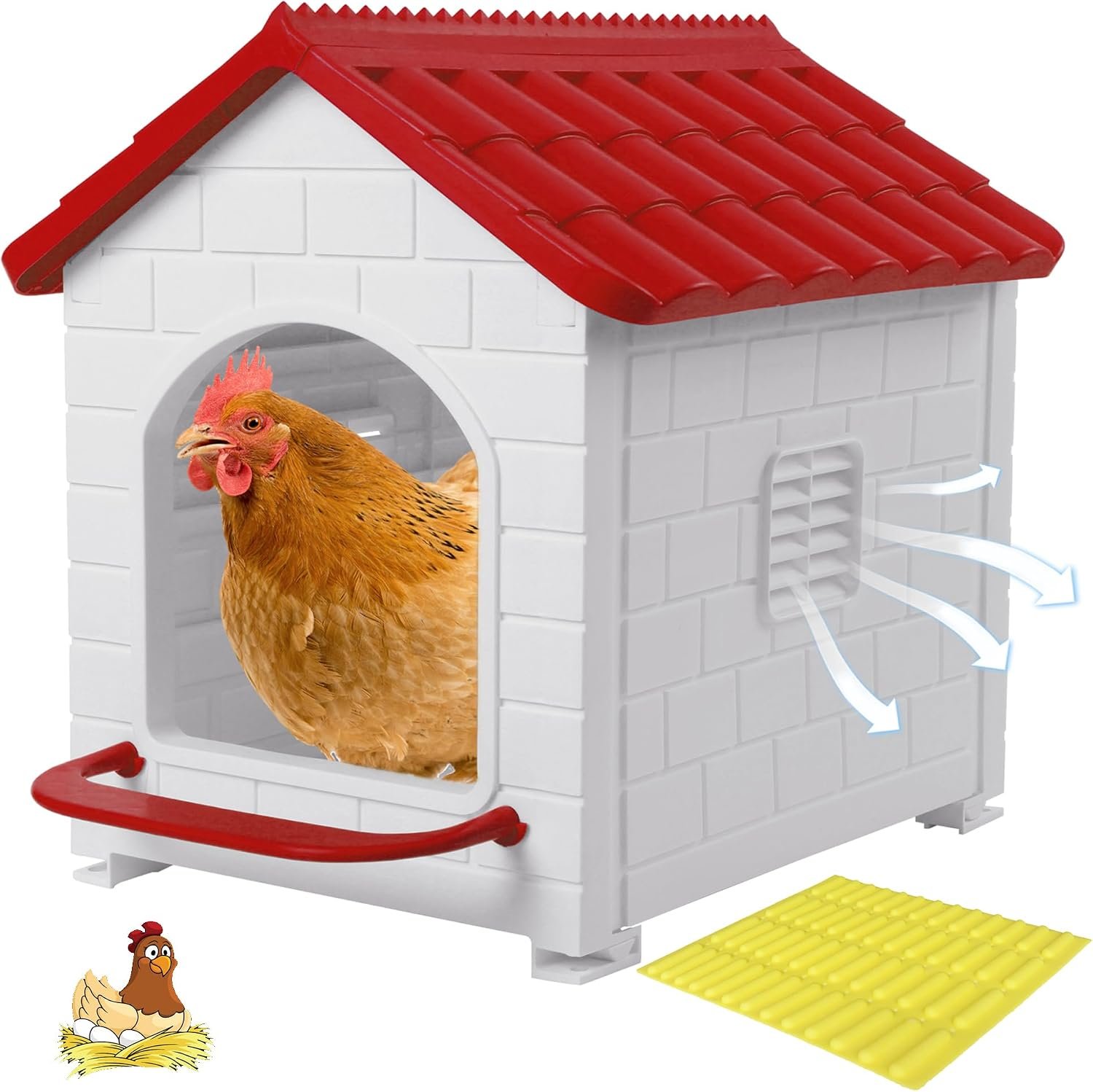 Nesting Boxes for Chicken, Plastic Single Compartment Chicken Nesting Box | for Laying Eggs for Hens, Ducks and Poultry – Red
