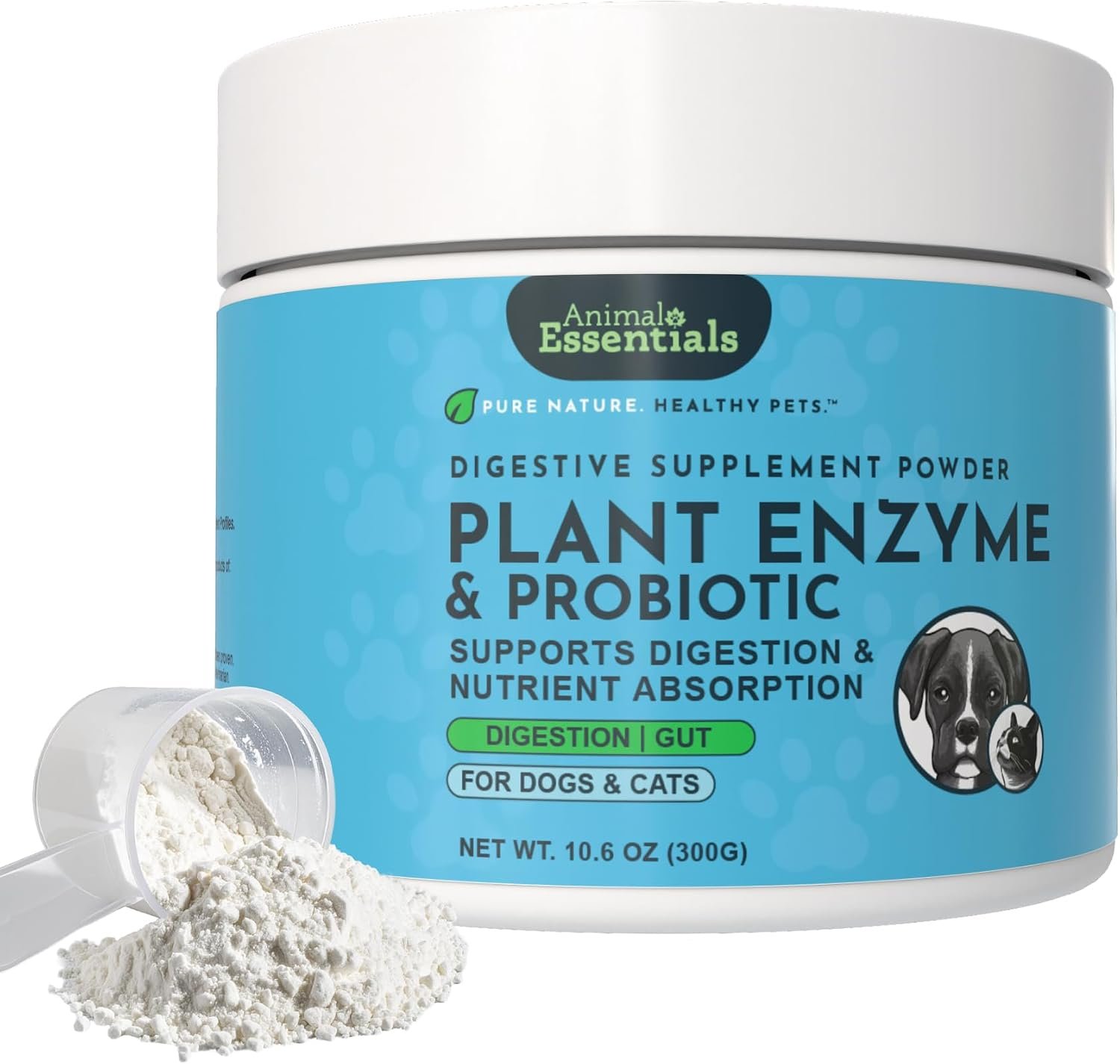 Plant Enzyme & Probiotics – Probiotics & Digestive Enzymes for Dogs & Cats, Natural Daily Gut & Digestion Support Supplement for Pets, Plant Based – 10.6 oz