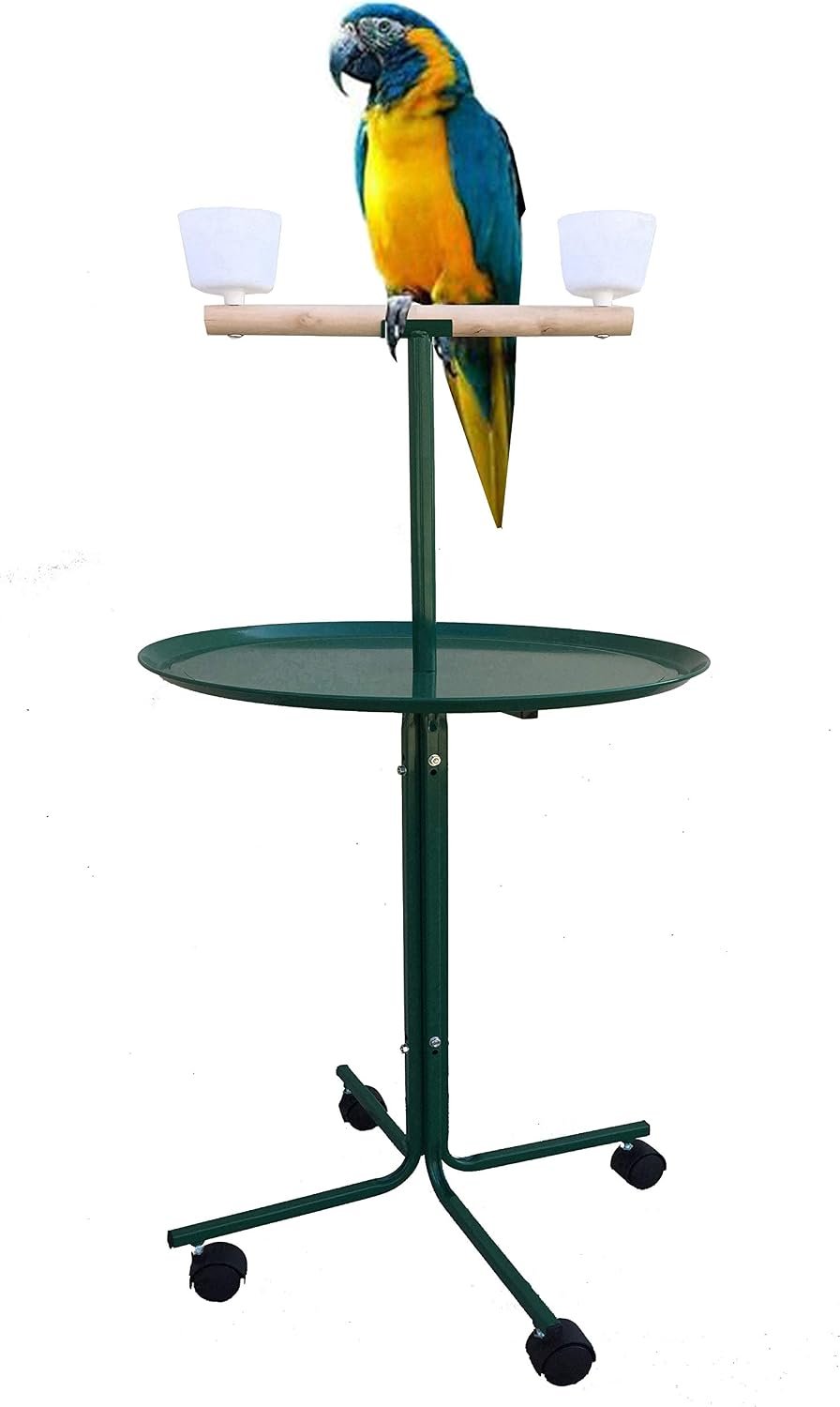 Large 23″ Play T-Stand Perch Metal Base Parrot Bird Cage Amazon African Grey Macaw Cockatoo (23″, Green)