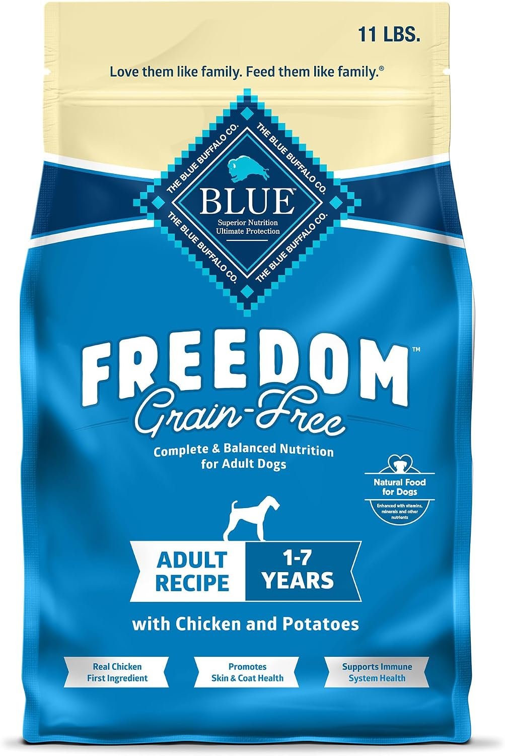 Blue Buffalo Freedom Chicken Adult Grain-Free Dry Dog Food, 11 lb | Antioxidant-Rich LifeSource Bits, No Chicken By-Product, Corn, Wheat, or Soy