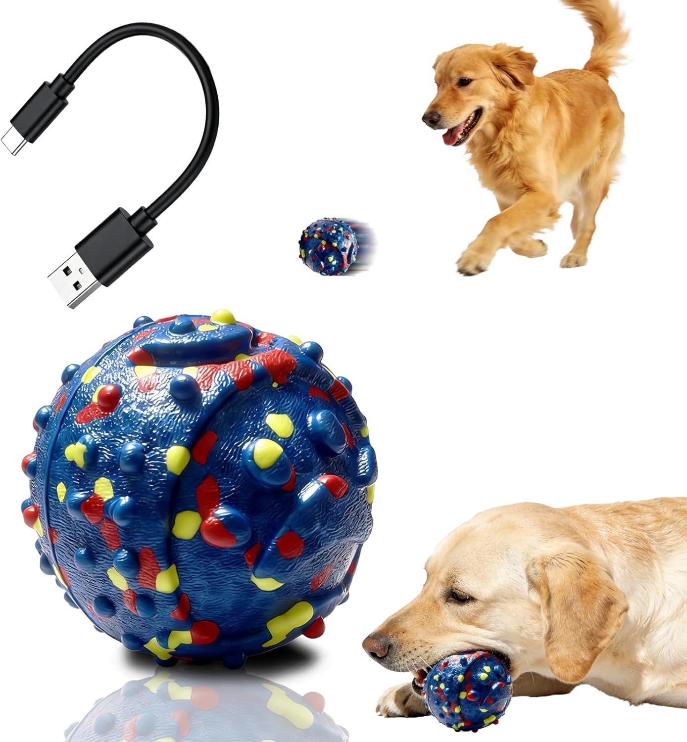Interactive Dog toys, Smart Dog ball, E-TPU Material Automatic Moving, Bouncing, Vibrating ball Durable Duraspin Design for Aggressive Chewers.Keeps Dogs Busy and Entertained.Suitable for all dogs