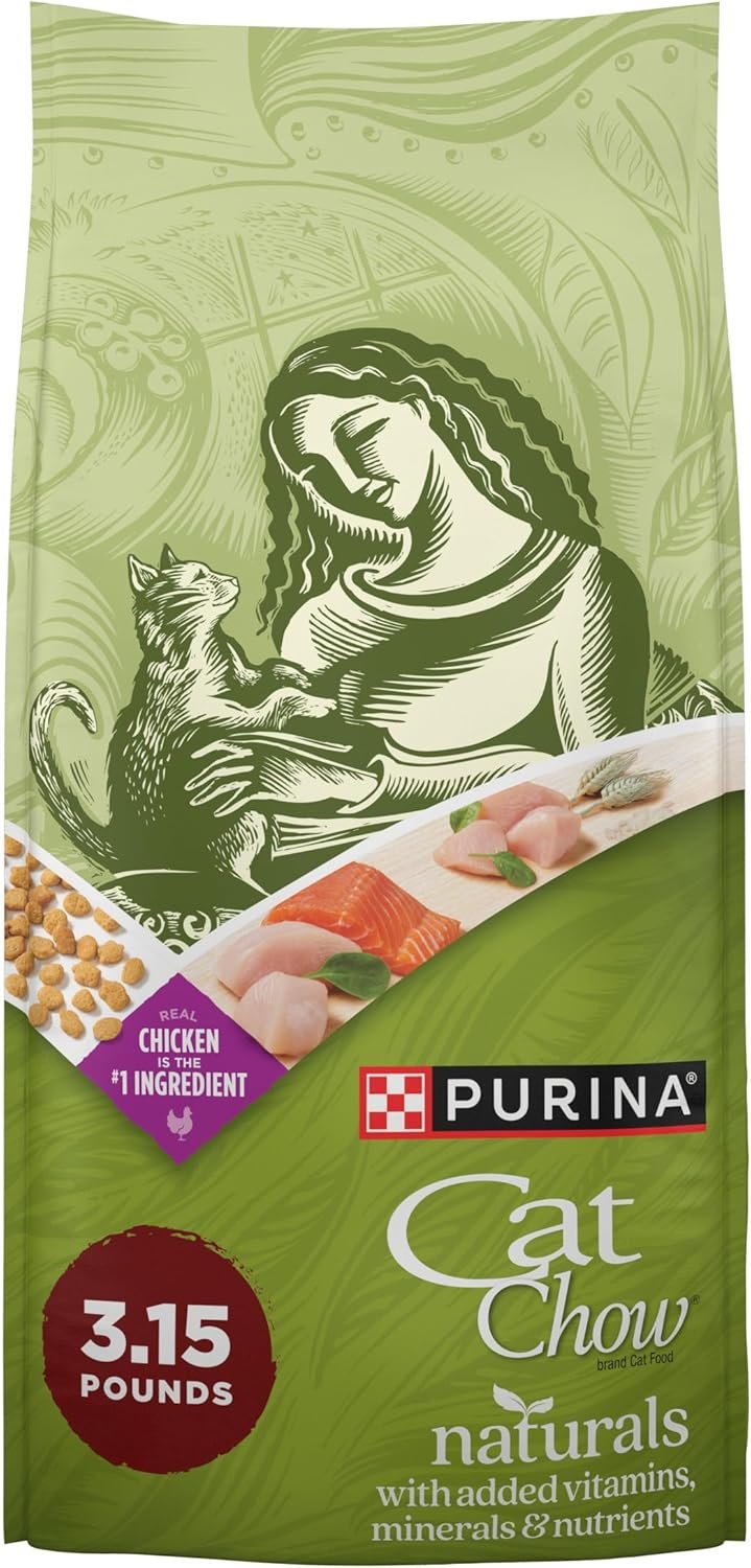 Purina Cat Chow Naturals With Added Vitamins, Minerals and Nutrients Dry Cat Food, Naturals Original – (Pack of 4) 3.15 lb. Bags