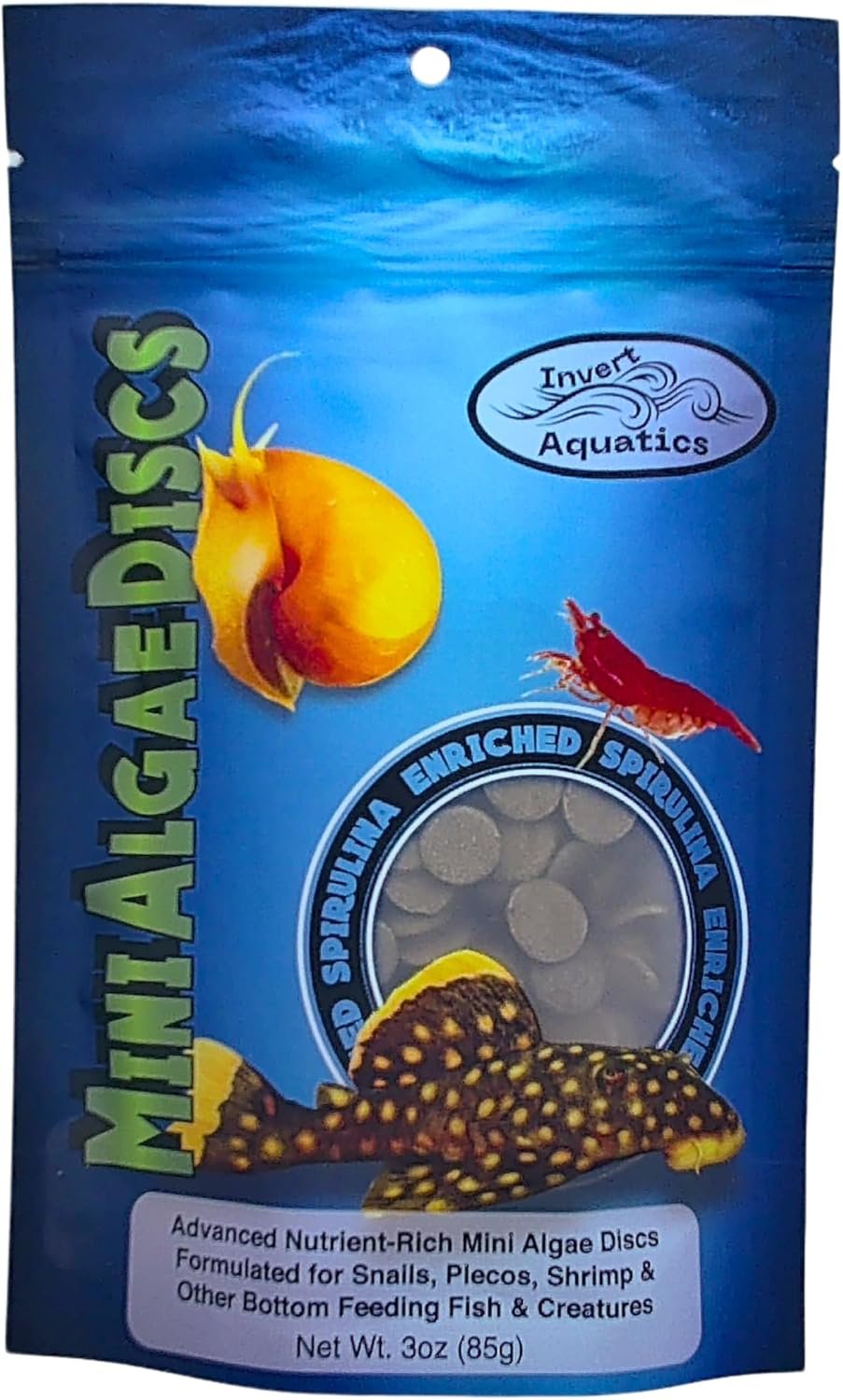 Mini Algae Discs – Sinking Diet for Snails, Shrimp & Bottom Feeding Fish (3 oz (85g))