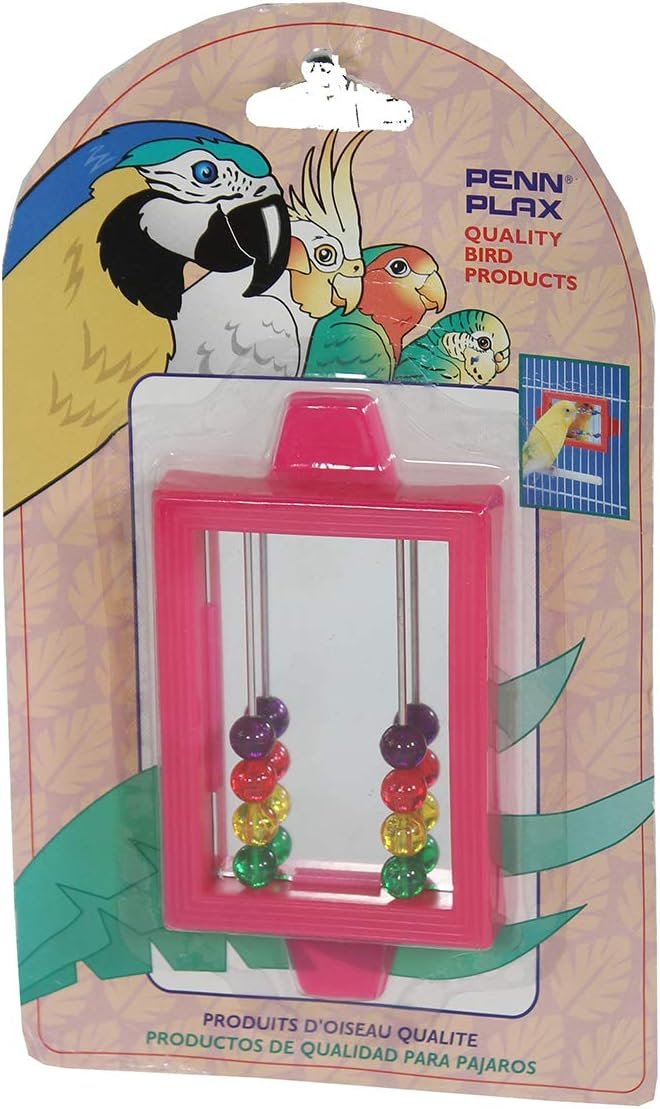 Penn-Plax Bird Life – Mirror with Beads Toy | Easy to Attach to Any Bird Cage | Keep Your Birds Entertained and Stimulated (BA507)