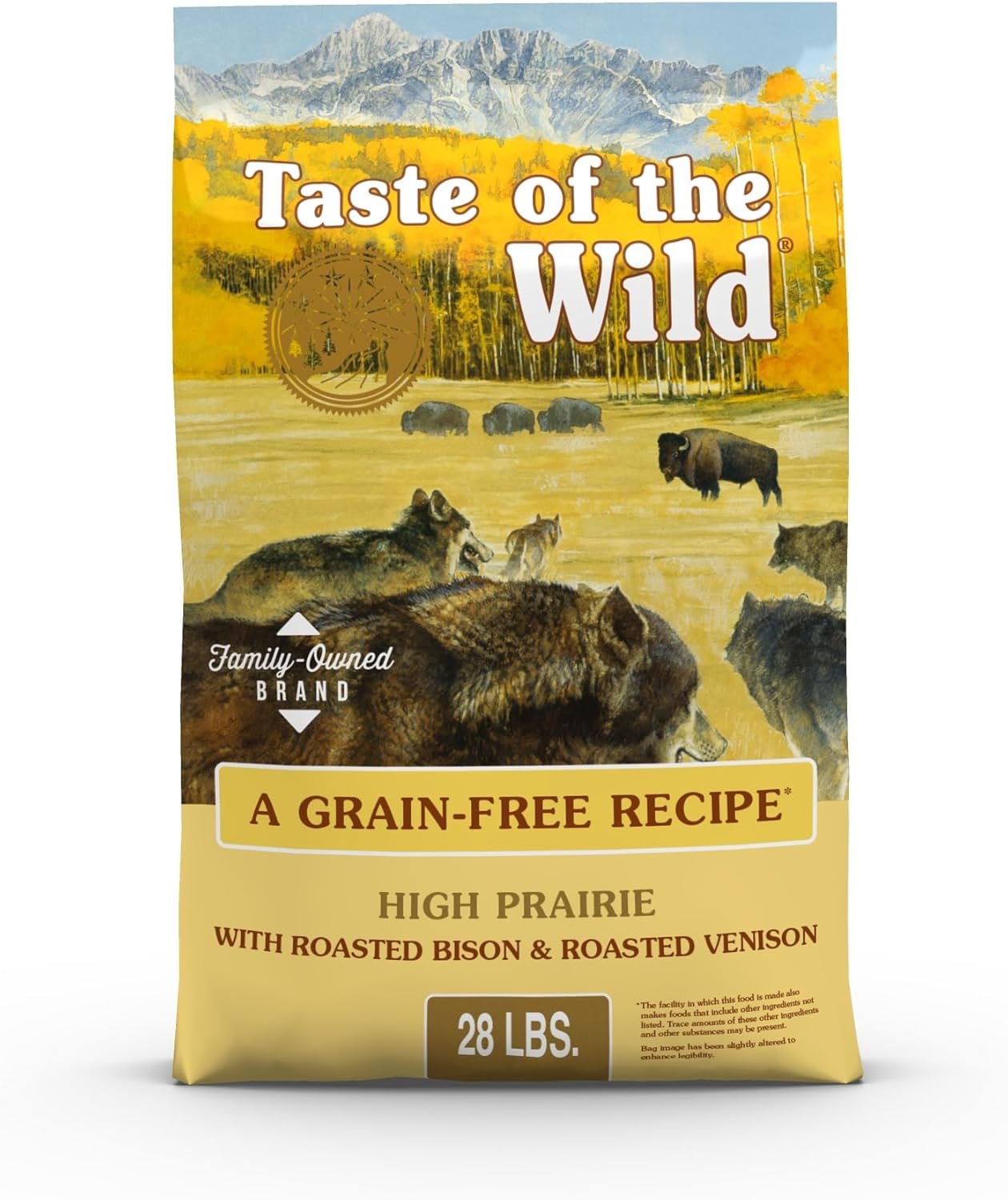 Taste of the Wild High Prairie Adult Dry Dog Food, Roasted Bison, 28lb | High Protein | Grain Free Recipe* | Nutrient Dense to Help Support Peak Health | Guaranteed Probiotics for Digestive Health